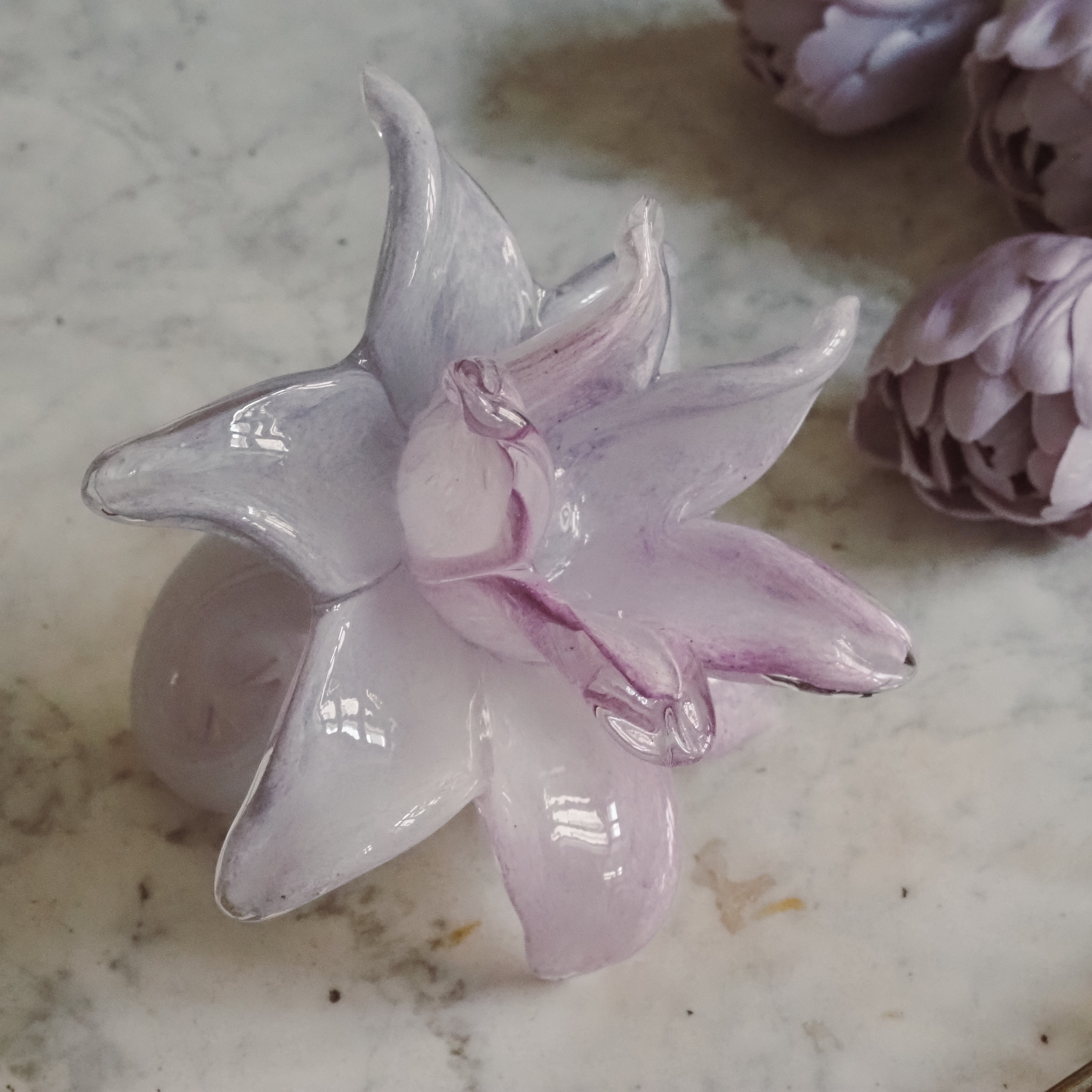 Glasblüte Lila · Organische Moderne · Dekoratives Objekt, Glasblume violett