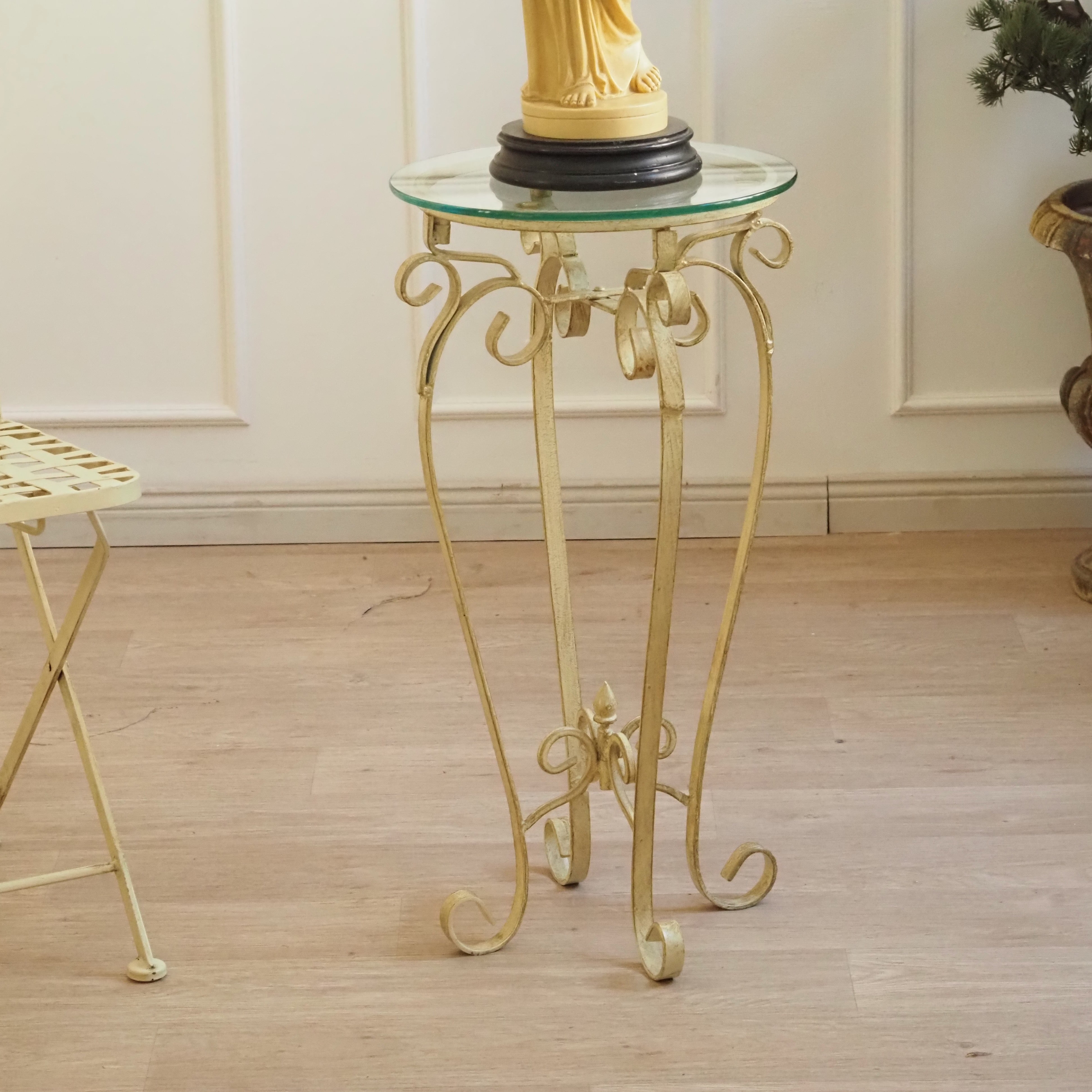 Beistelltisch rund Glas Metall Gestell