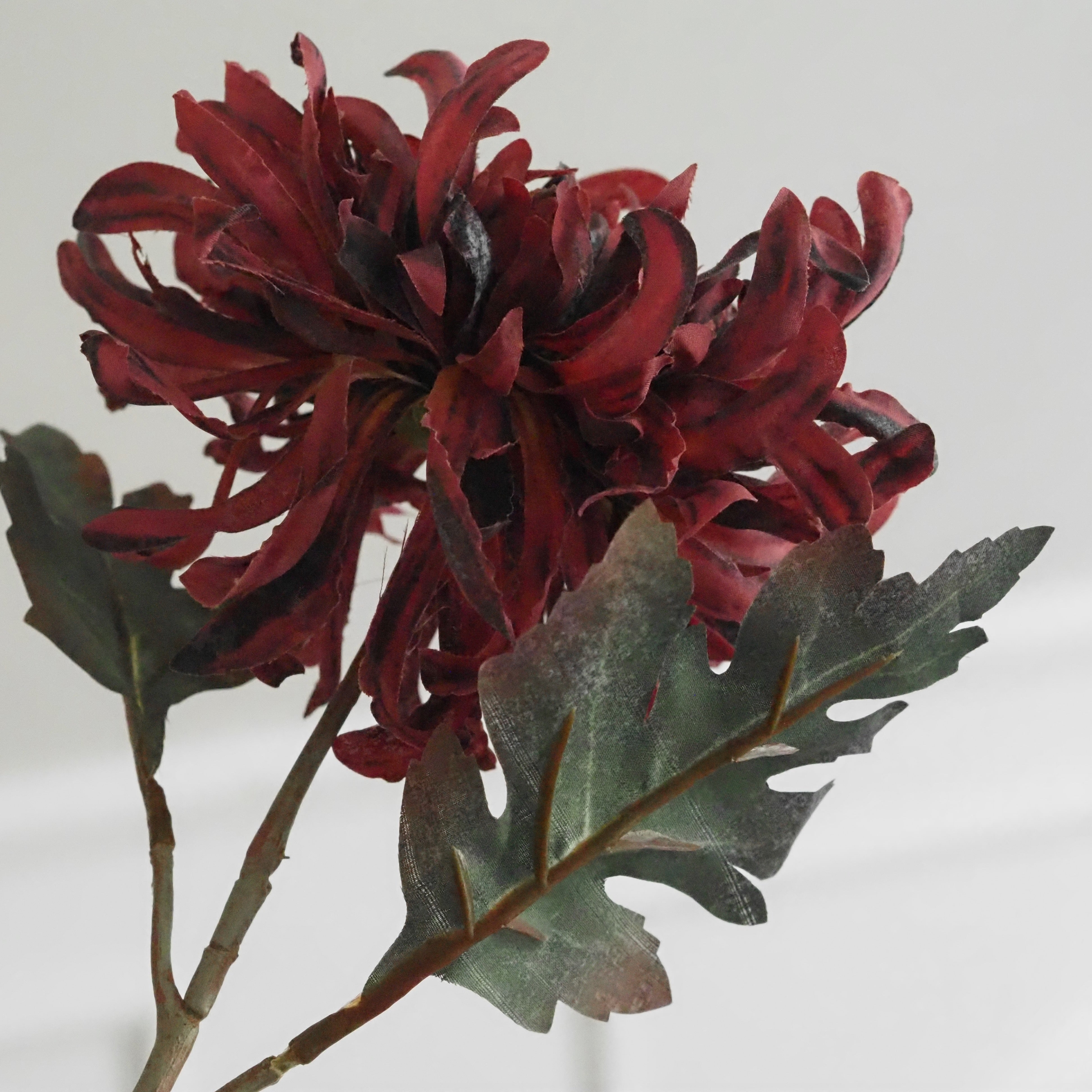 Chrysantheme Burgund · Gefüllte Textilblüte Langstiel