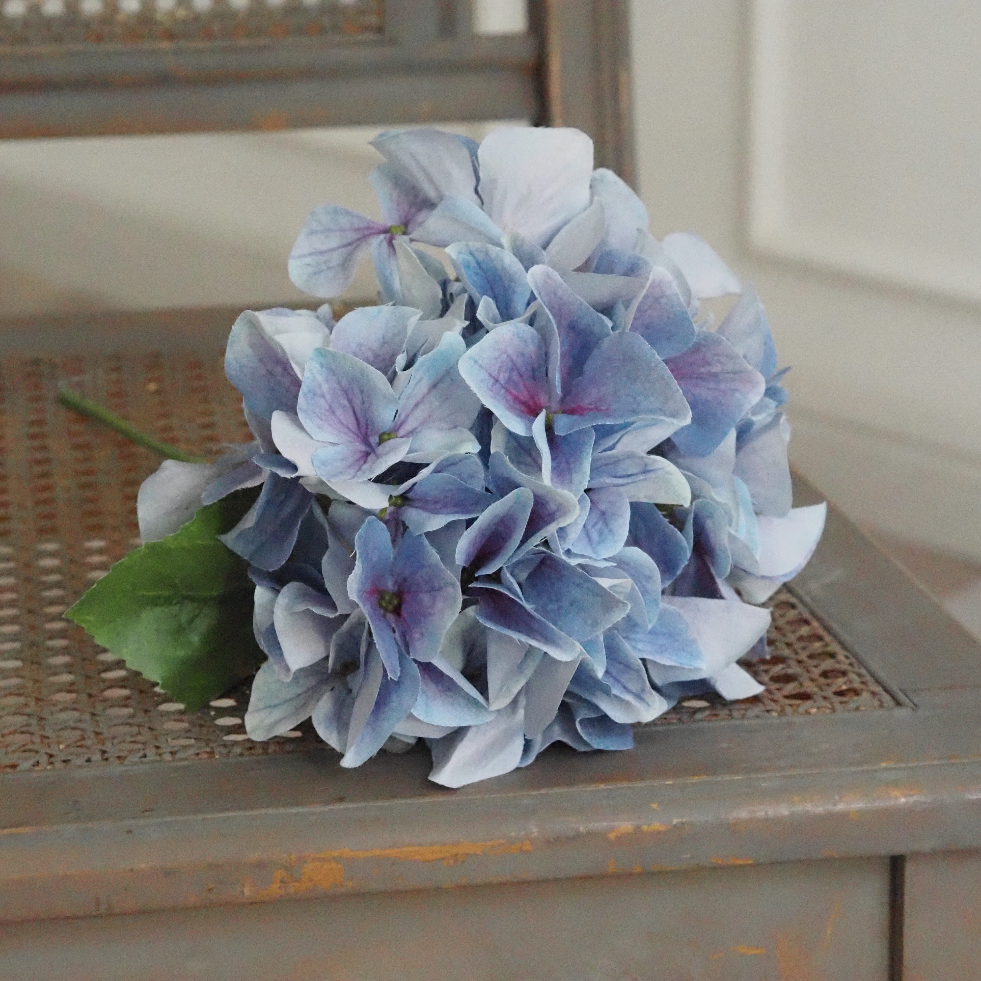 Hortensienzweig Taubenblau · Textilblüte Landhausstil