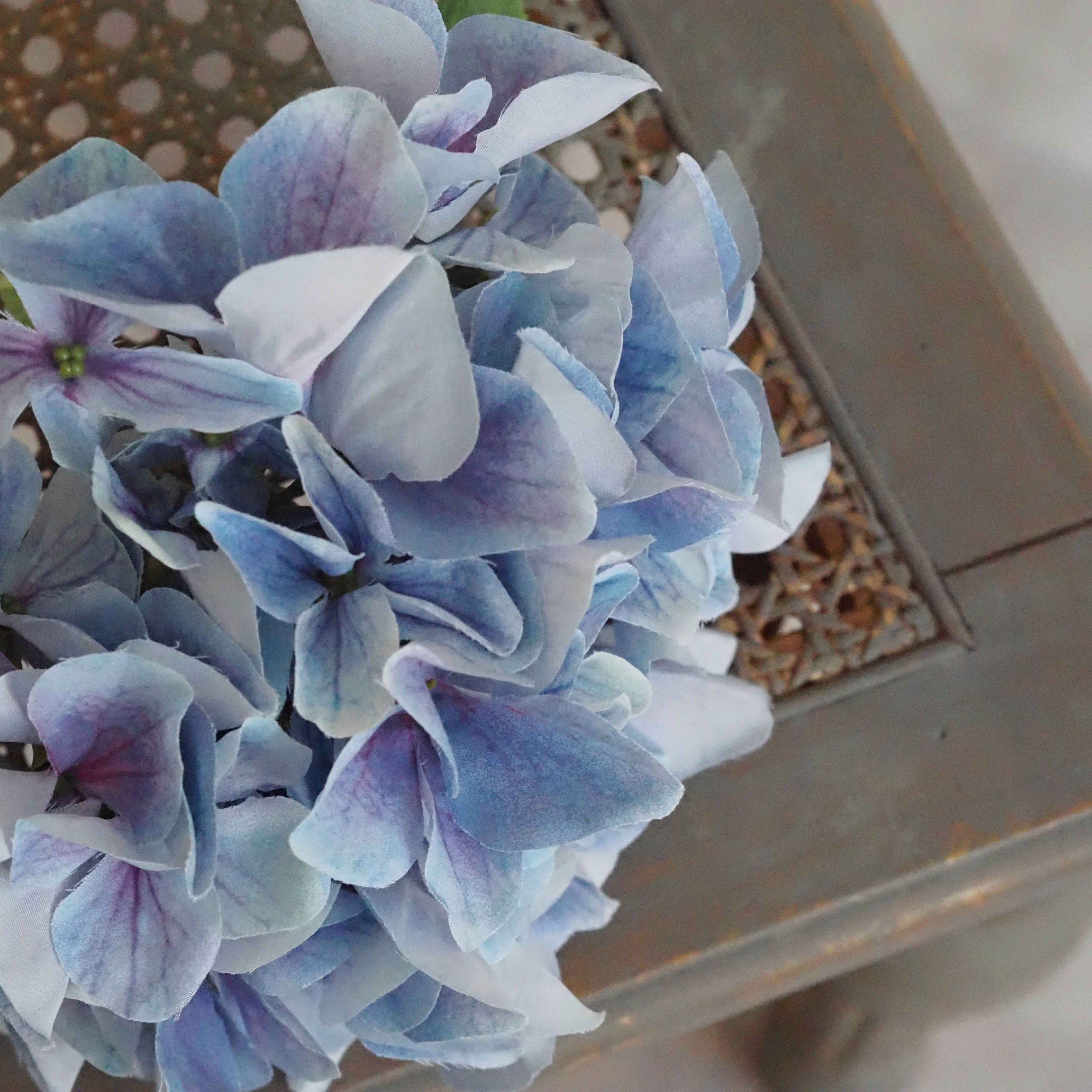 Hortensienzweig Taubenblau · Textilblüte Landhausstil