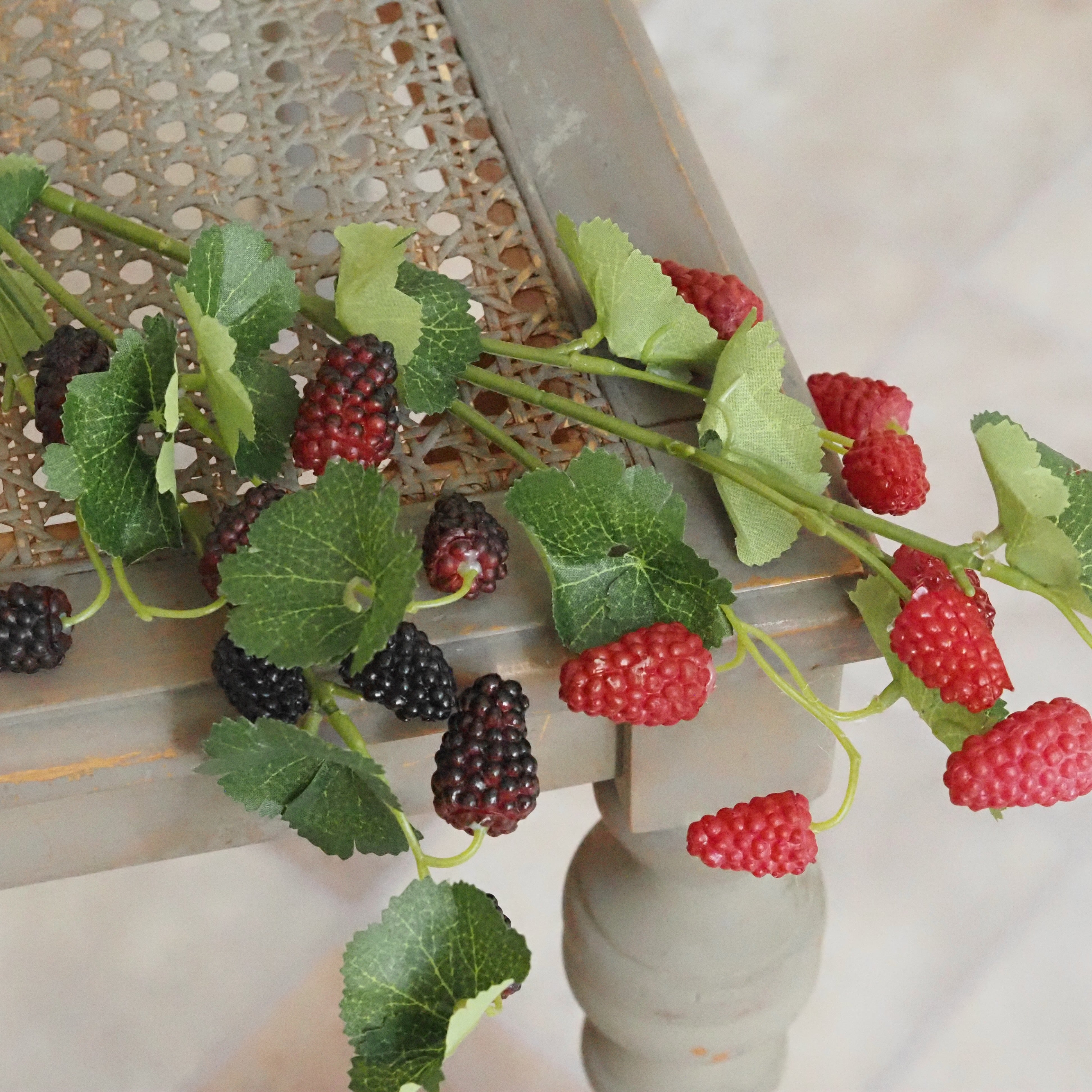 Beerenzweig Himbeere & Brombeere · Textilblätter, 6er-Bund