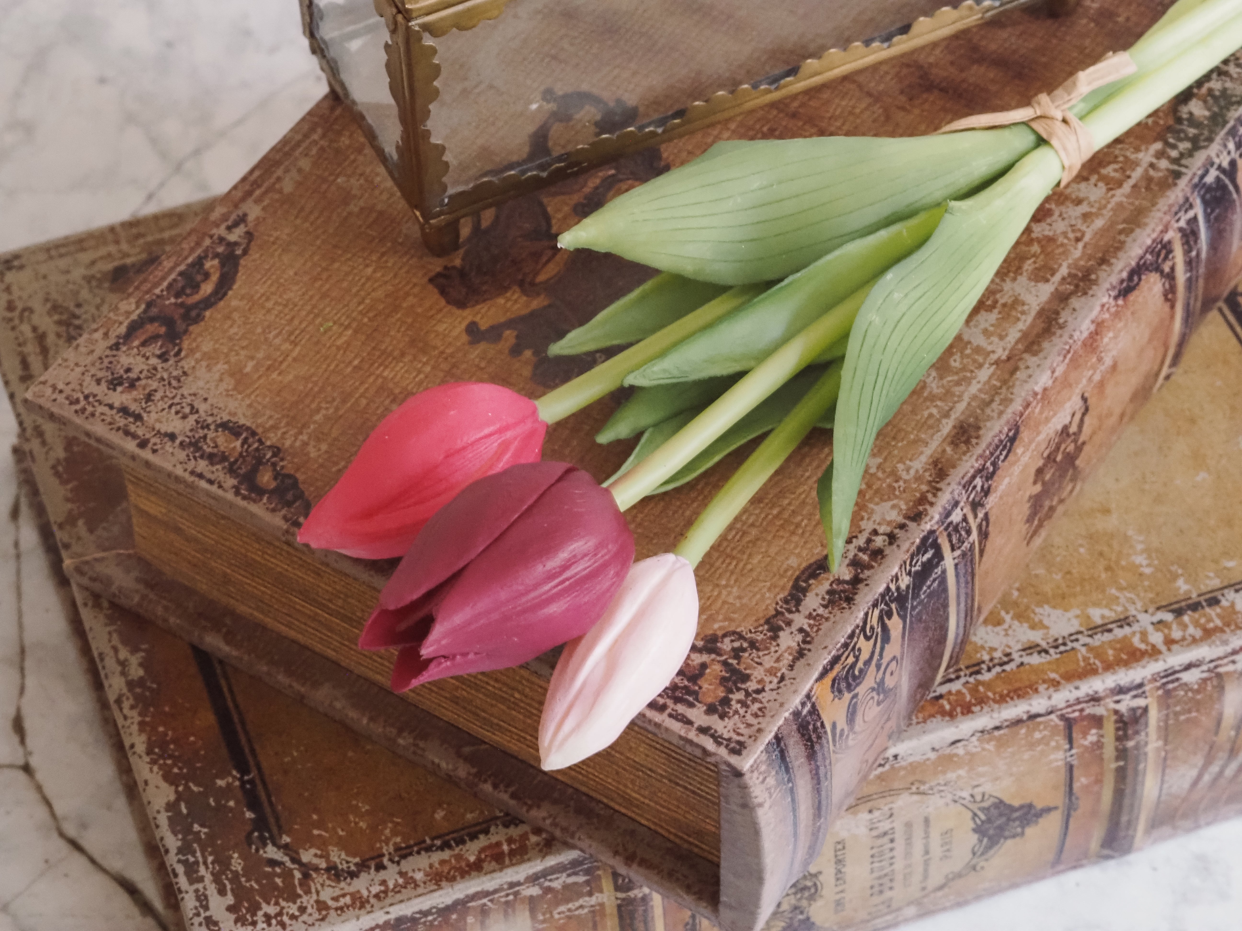 Tulpenbund Mix · künstliche Tulpen · mehrfarbig rosa Kunstblumen
