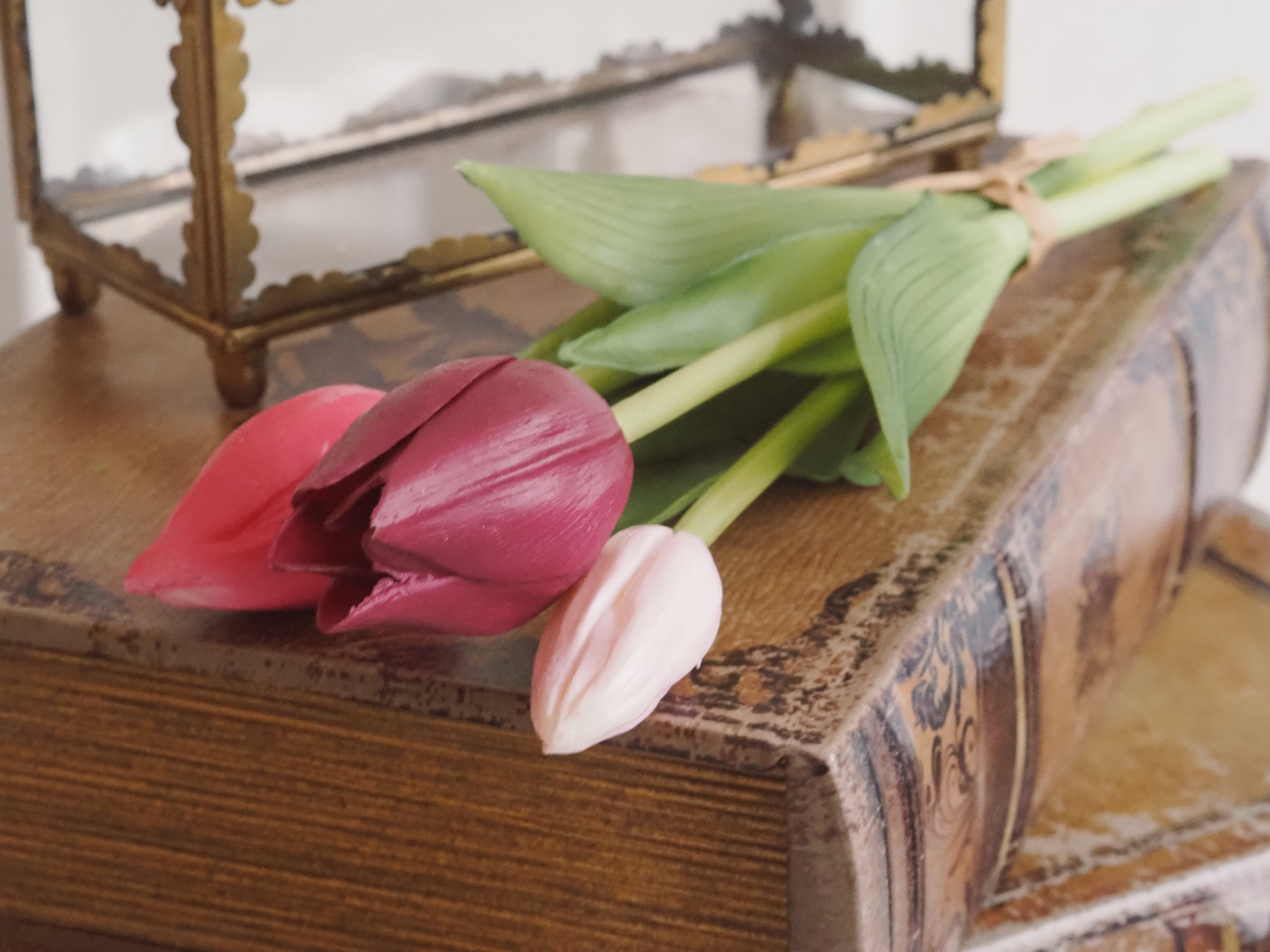 Tulpenbund Mix · künstliche Tulpen · mehrfarbig rosa Kunstblumen