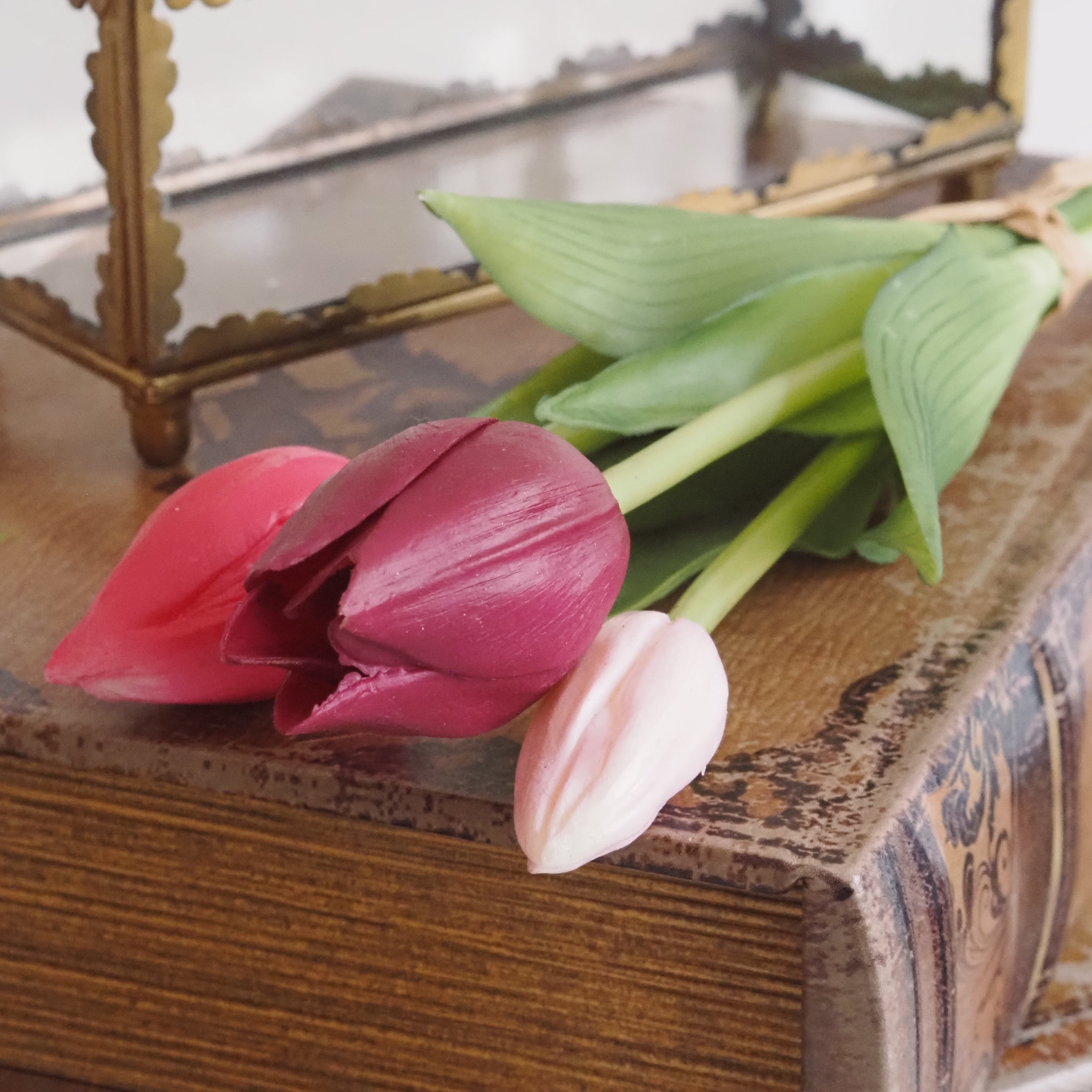 Tulpenbund Mix · künstliche Tulpen · mehrfarbig rosa Kunstblumen