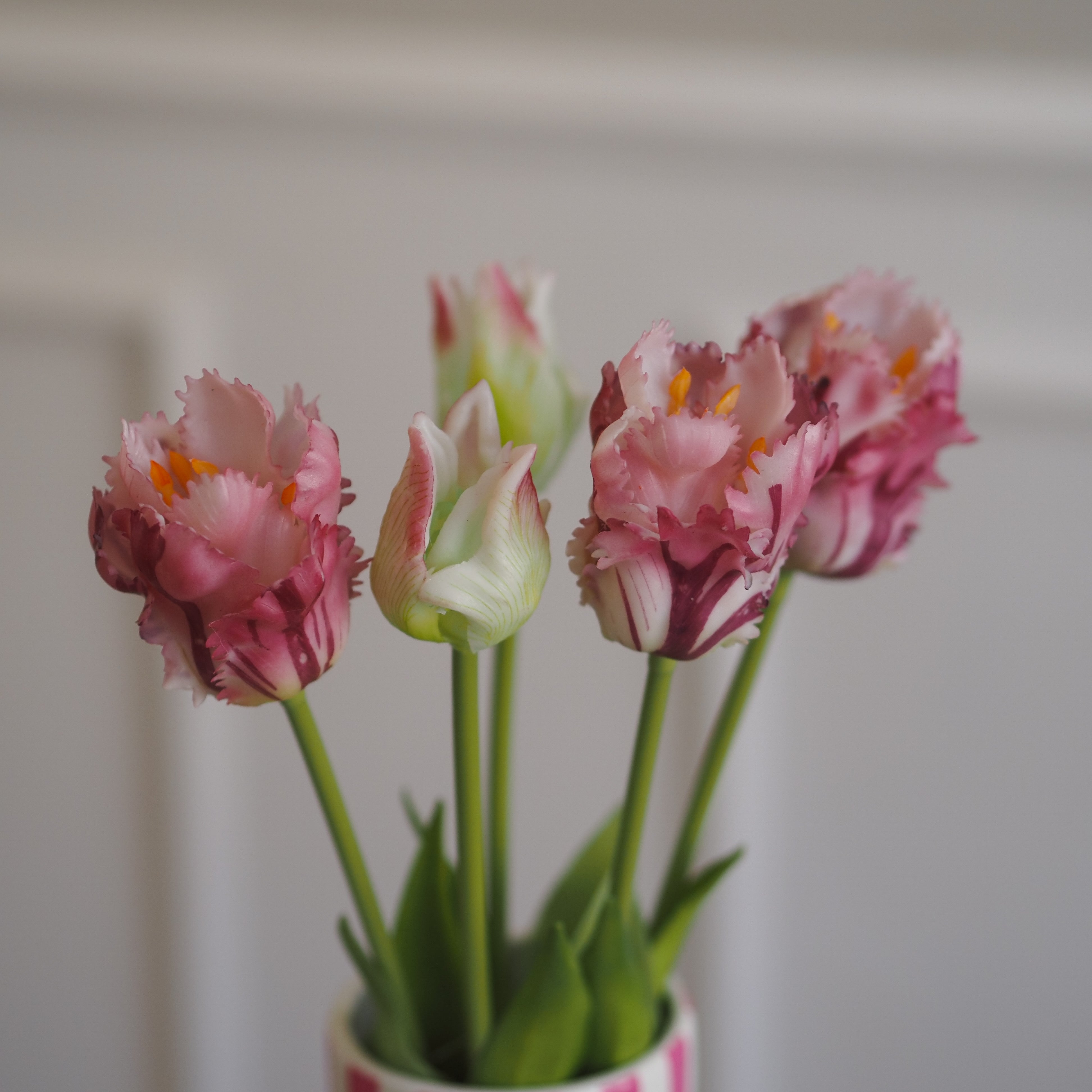 Papageitulpe 5er-Set · naturgetreue Kunstblume / botanisch inspiriert / Tulpenstrauß