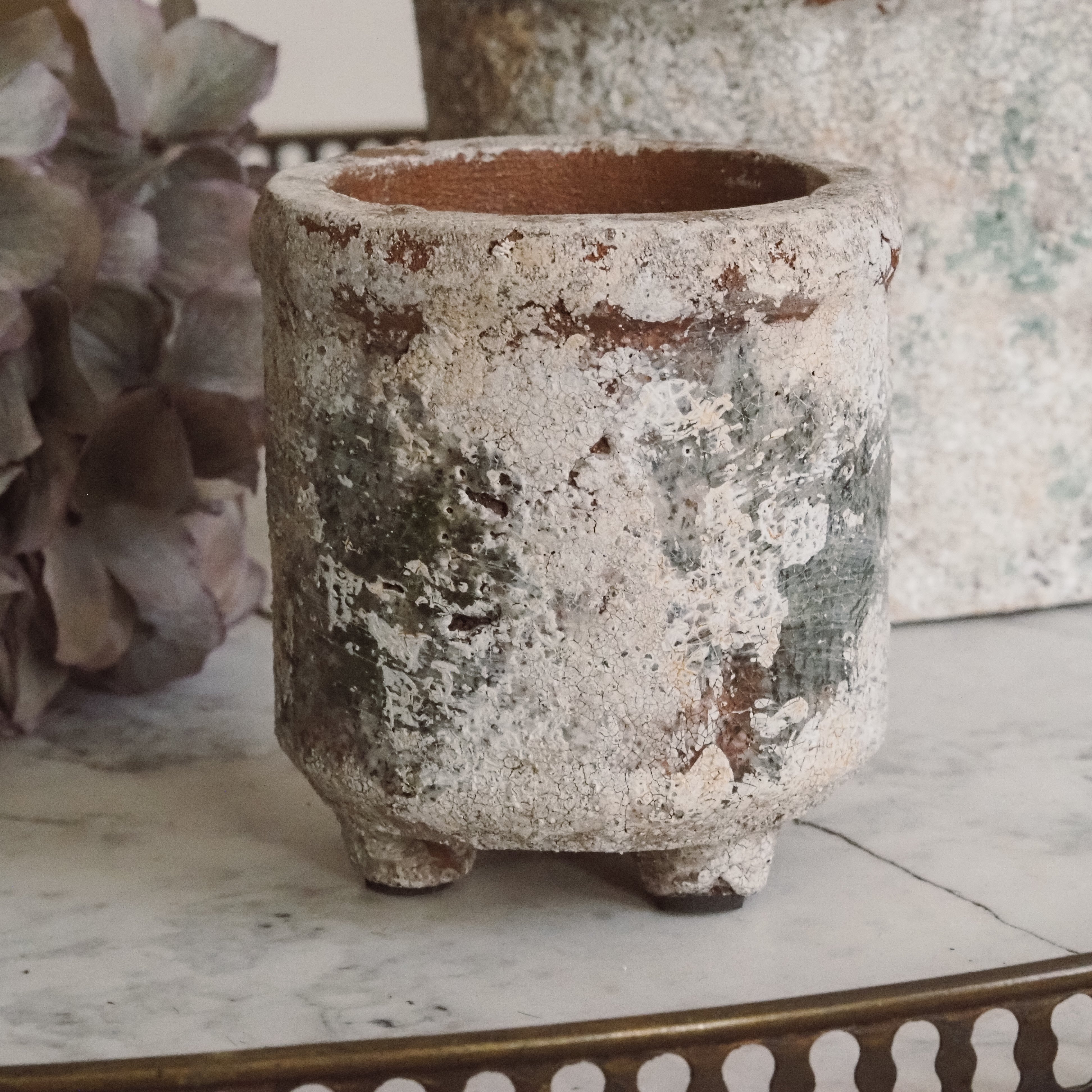 Kleiner Pflanztopf · Keramik in Steinoptik · Vintage Blumentopf