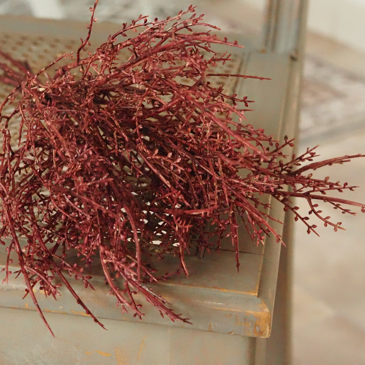 Dekozweig Weinrot · Filigraner Knospenbesatz