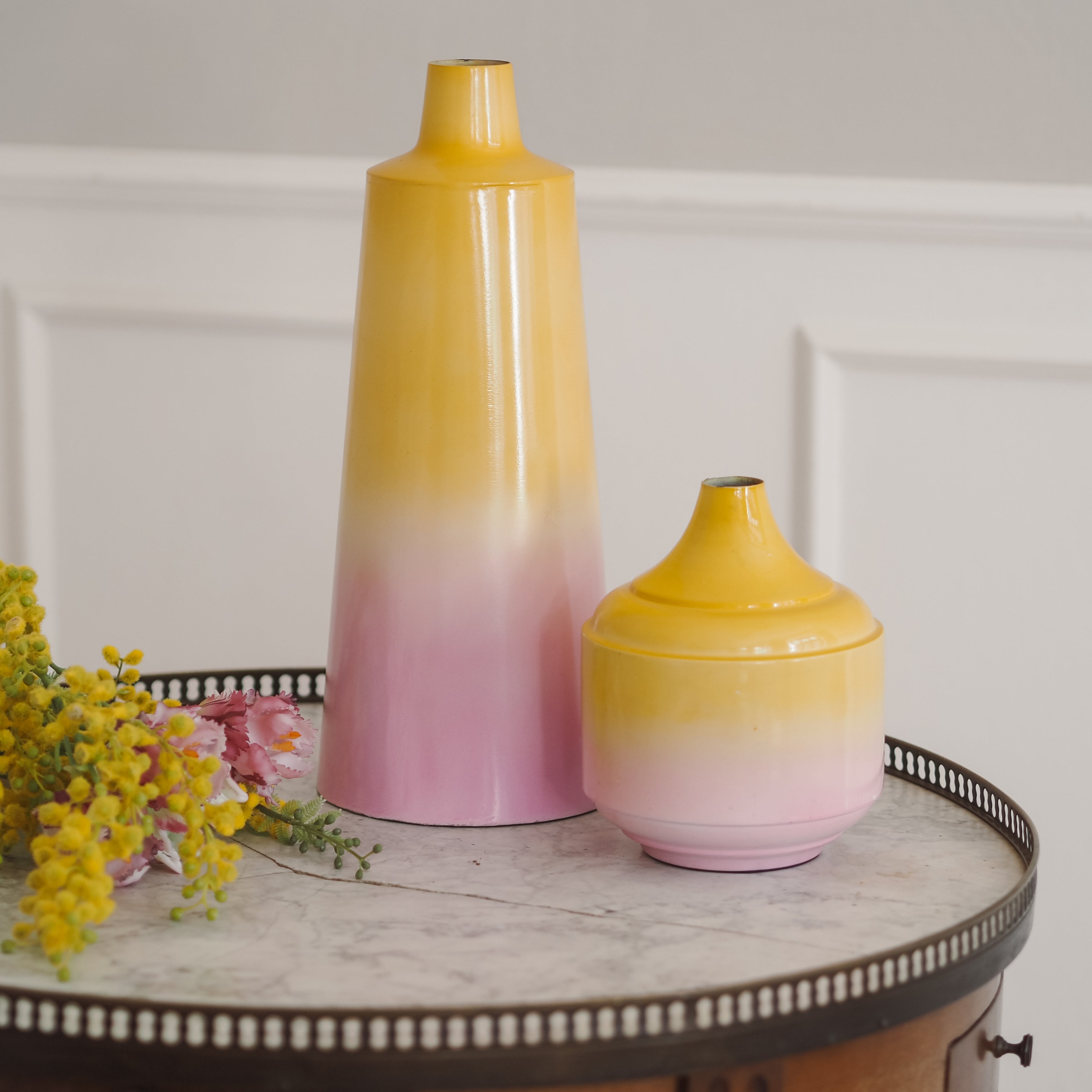 Vase Ombre Gelb Rosé · Moderne Dekorvase in zwei Größen