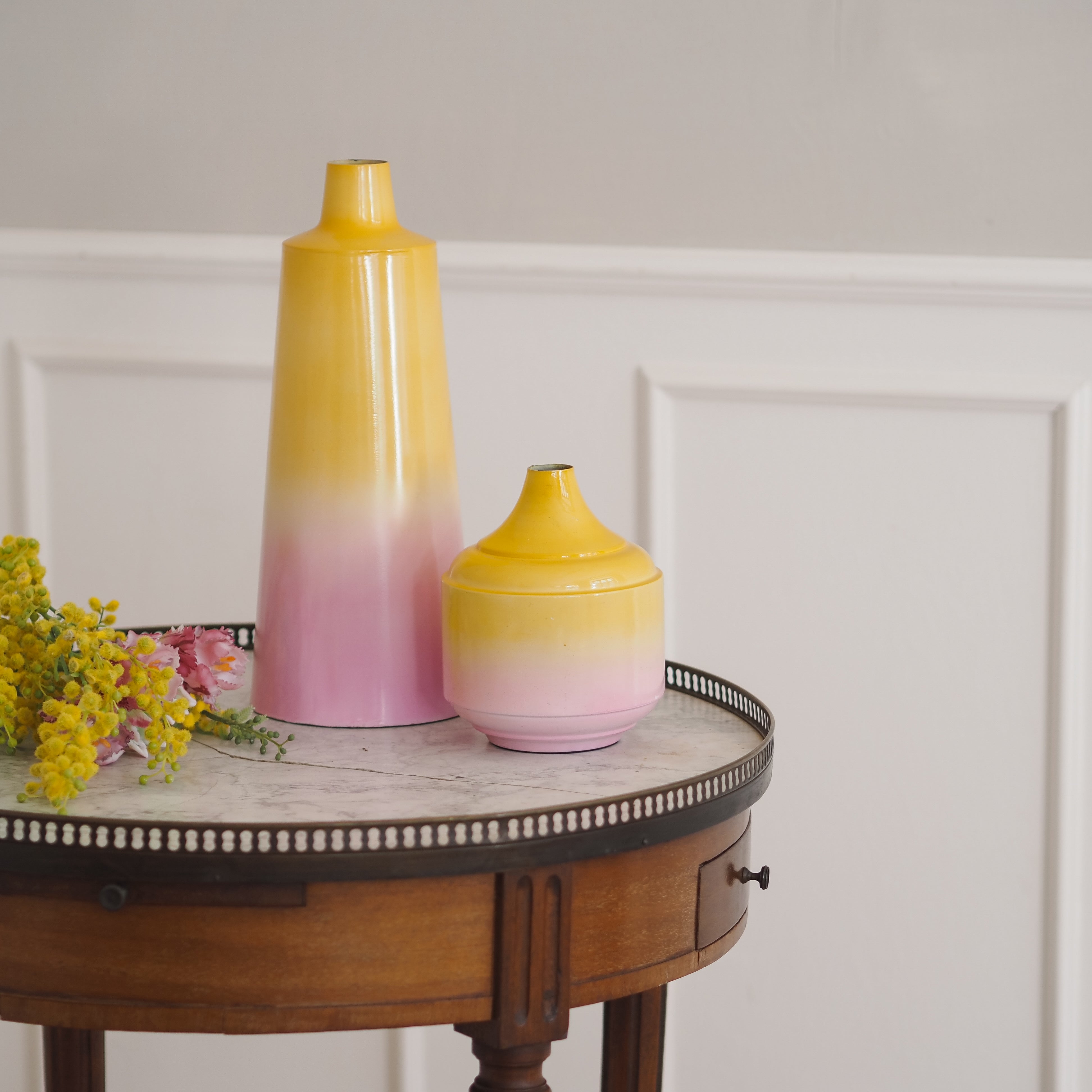 Vase Ombre Gelb Rosé · Moderne Dekorvase in zwei Größen