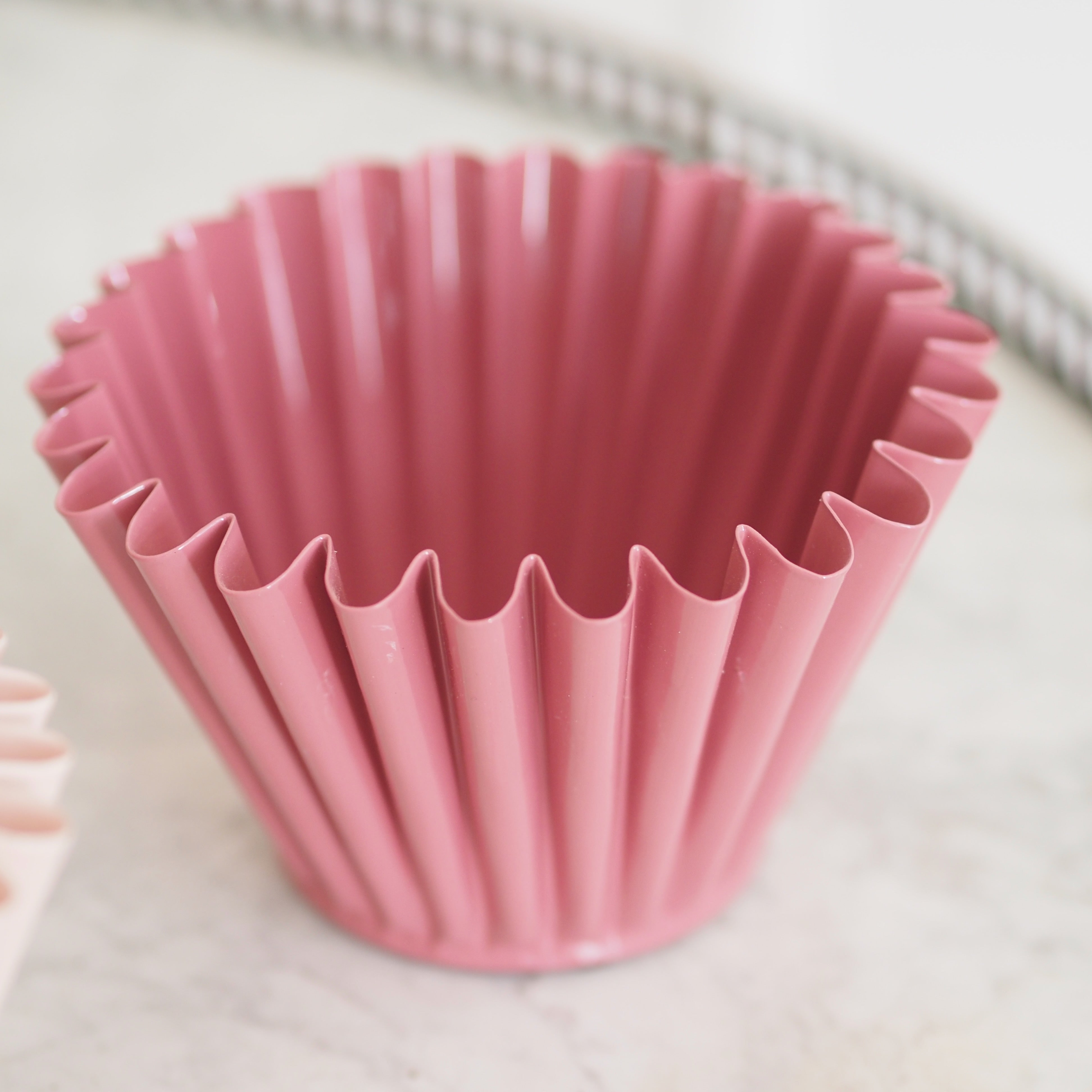Teelichthalter / Übertopf Set · geriffelte Form · Pastell Keramik