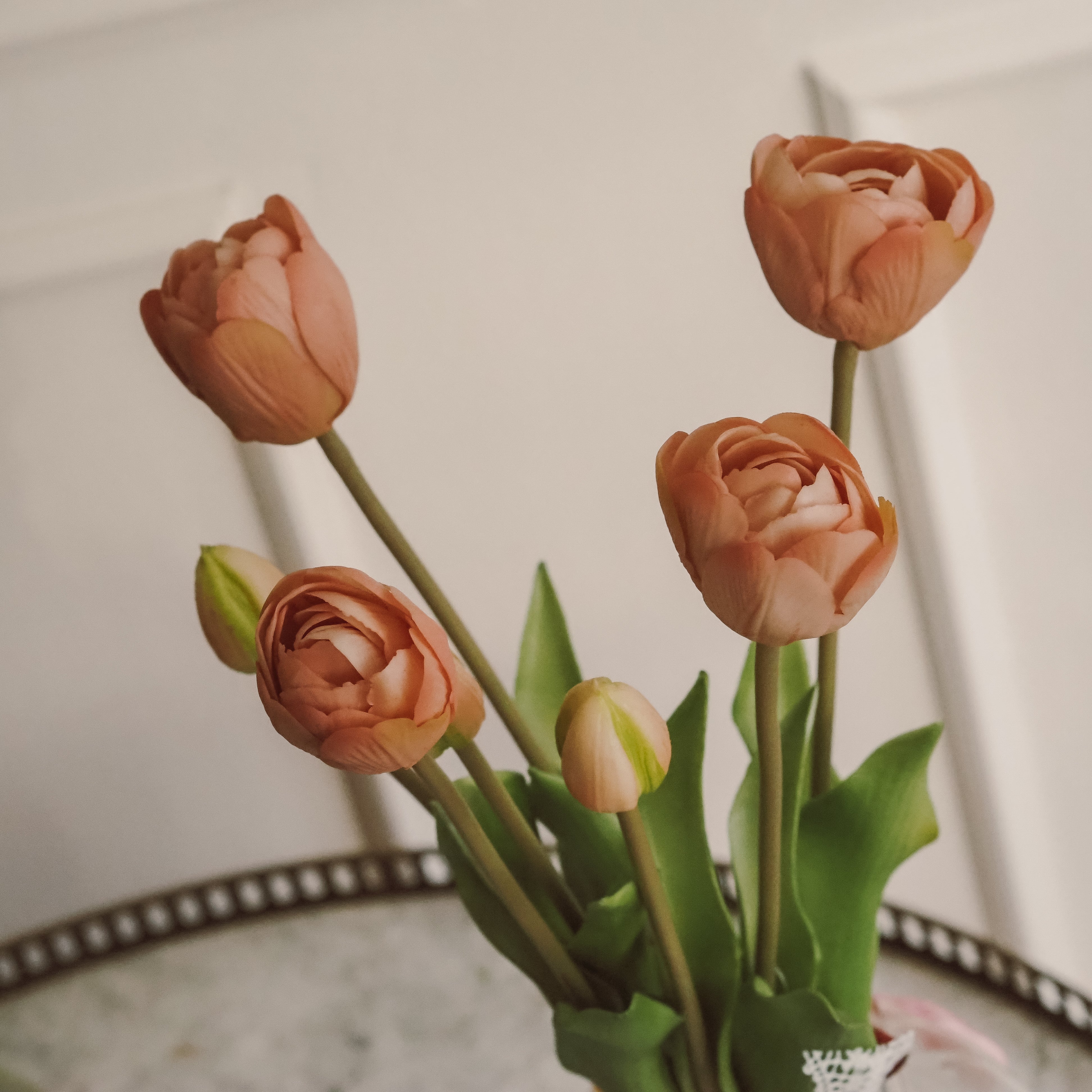 Tulpenbund Rosé · dekorativer Tulpenzweig im botanischen Stil