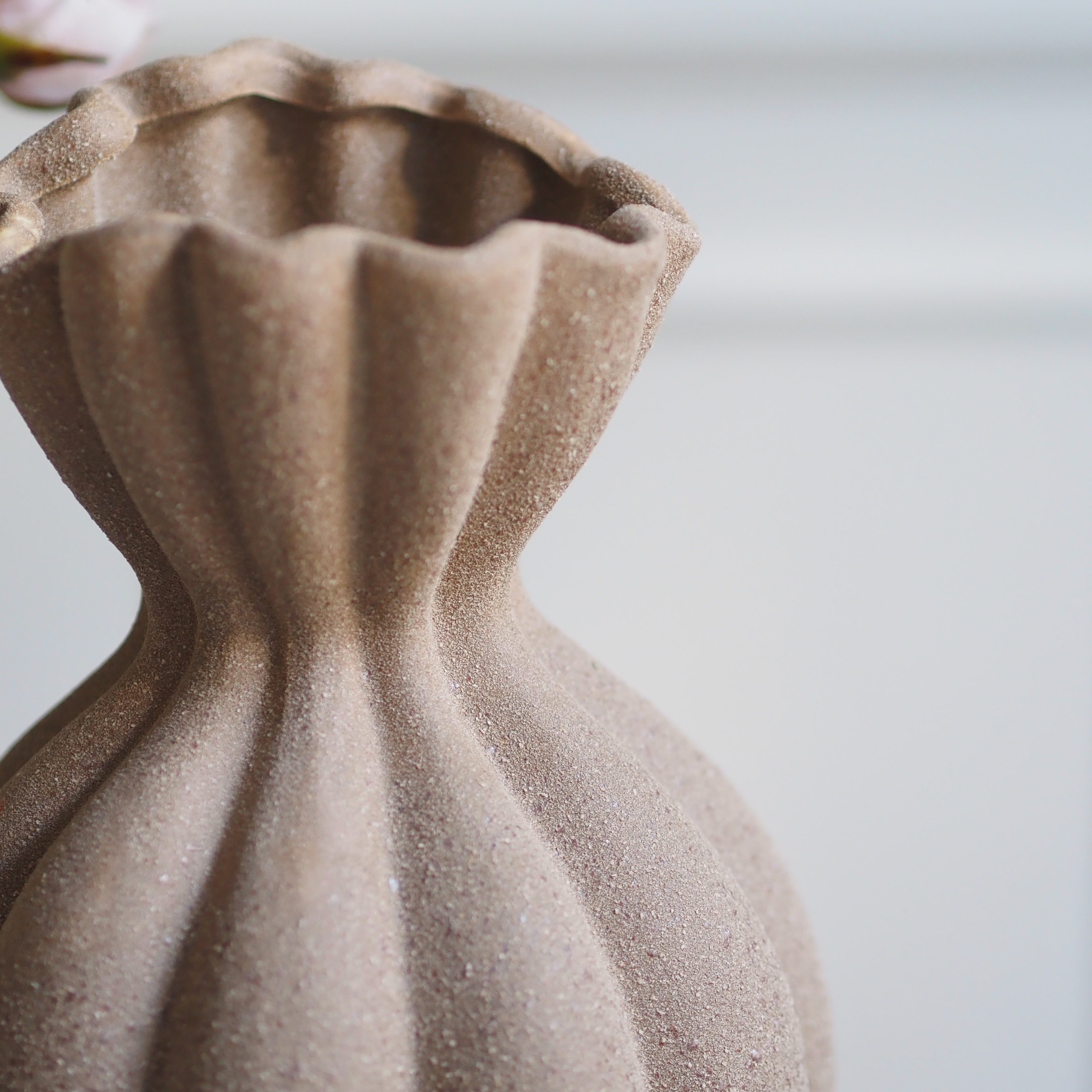 Keramik Vase sandfarben · strukturierte Design Vase modern / Blumenvase