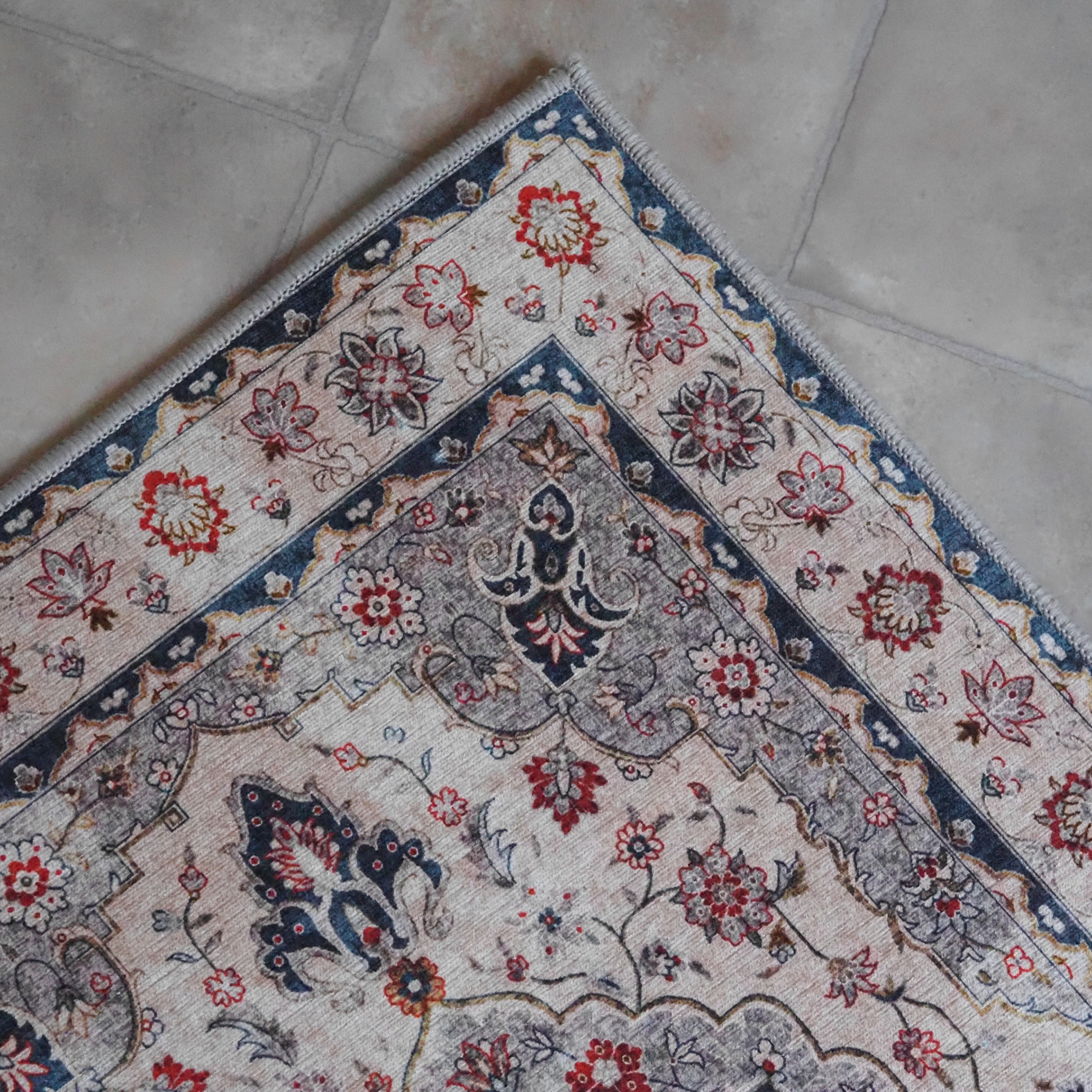 Teppich 50x80 cm · Medaillonmuster in Vintage-Waschoptik