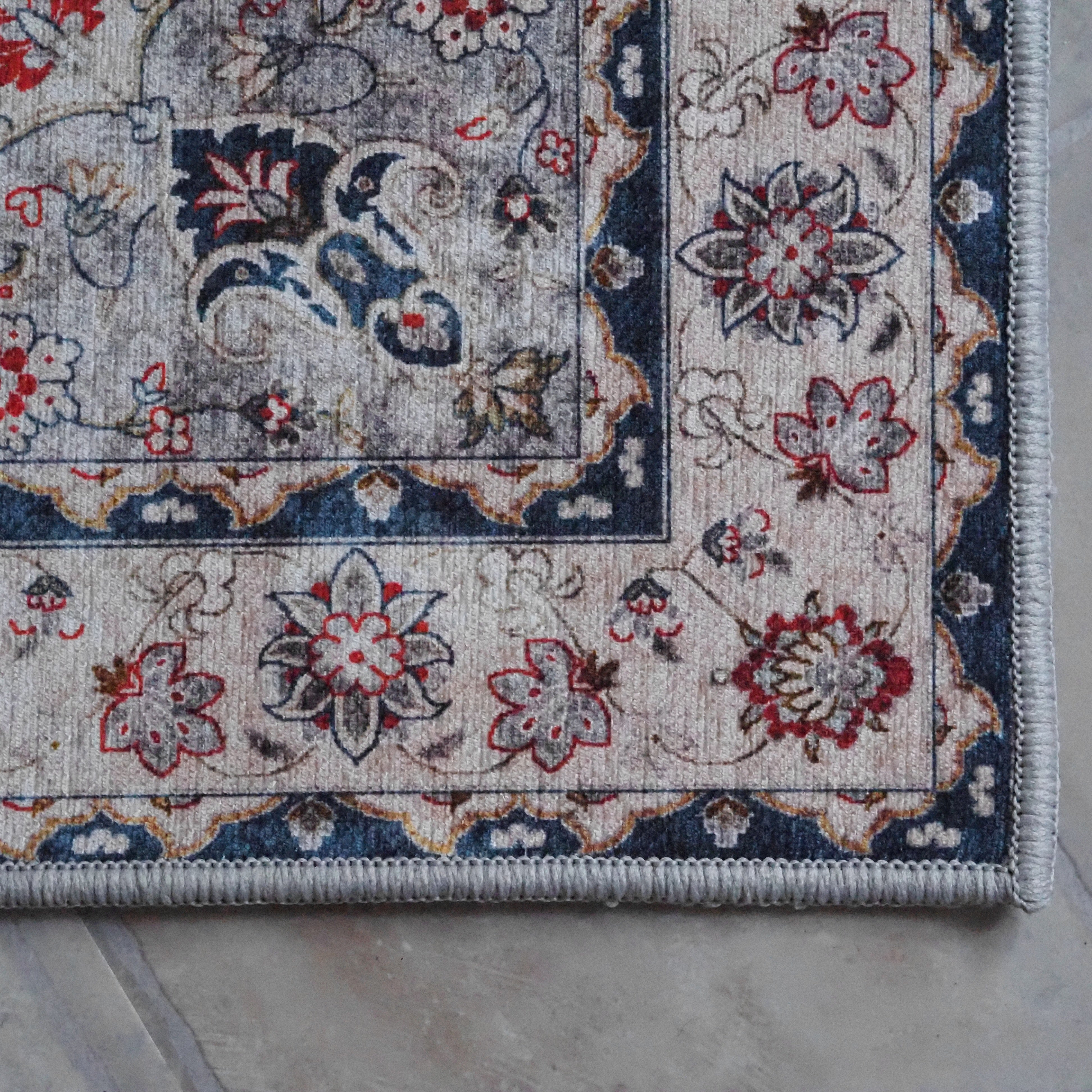 Teppich 50x80 cm · Medaillonmuster in Vintage-Waschoptik