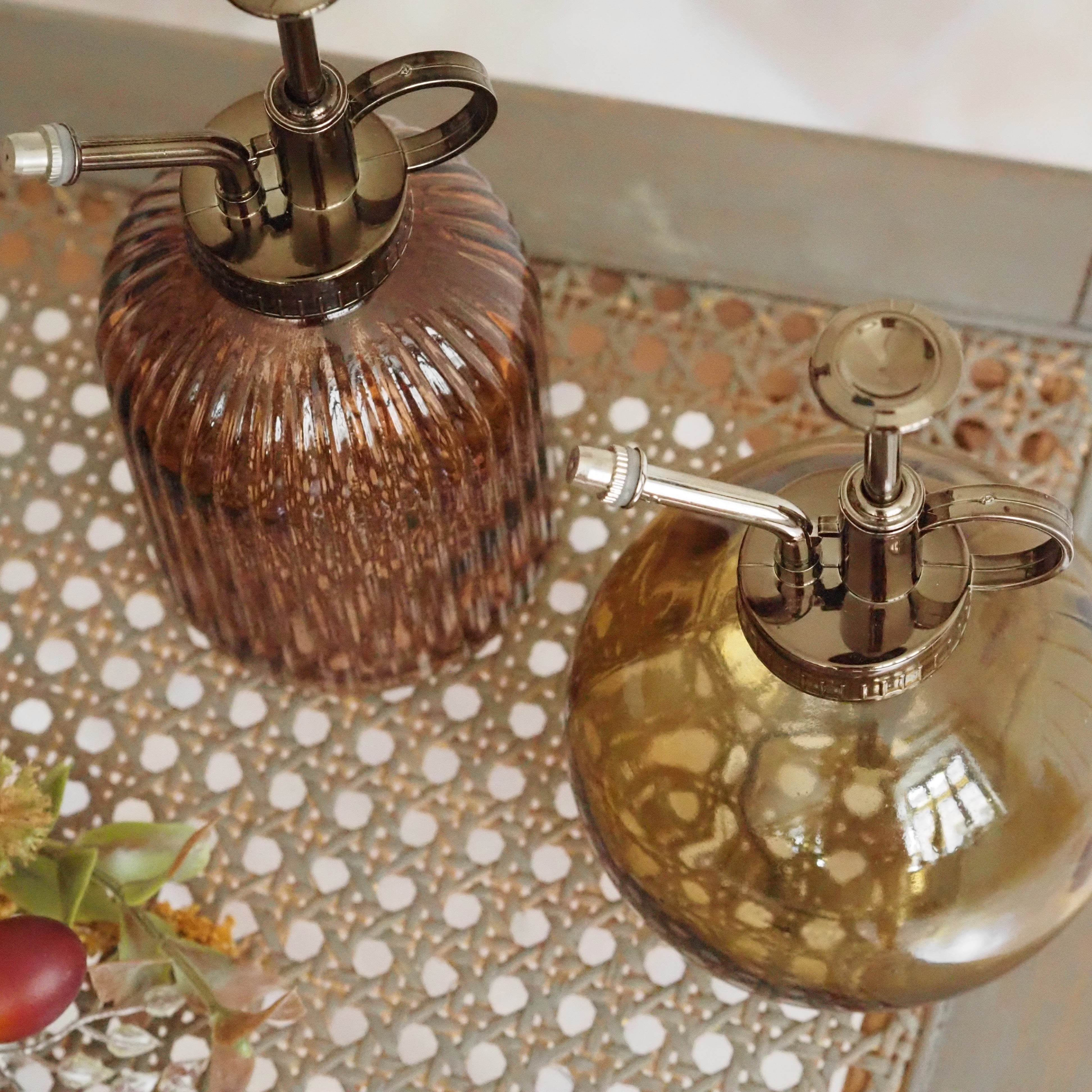 Pflanzensprüher Glas · Zerstäuber mit Metallpumpe