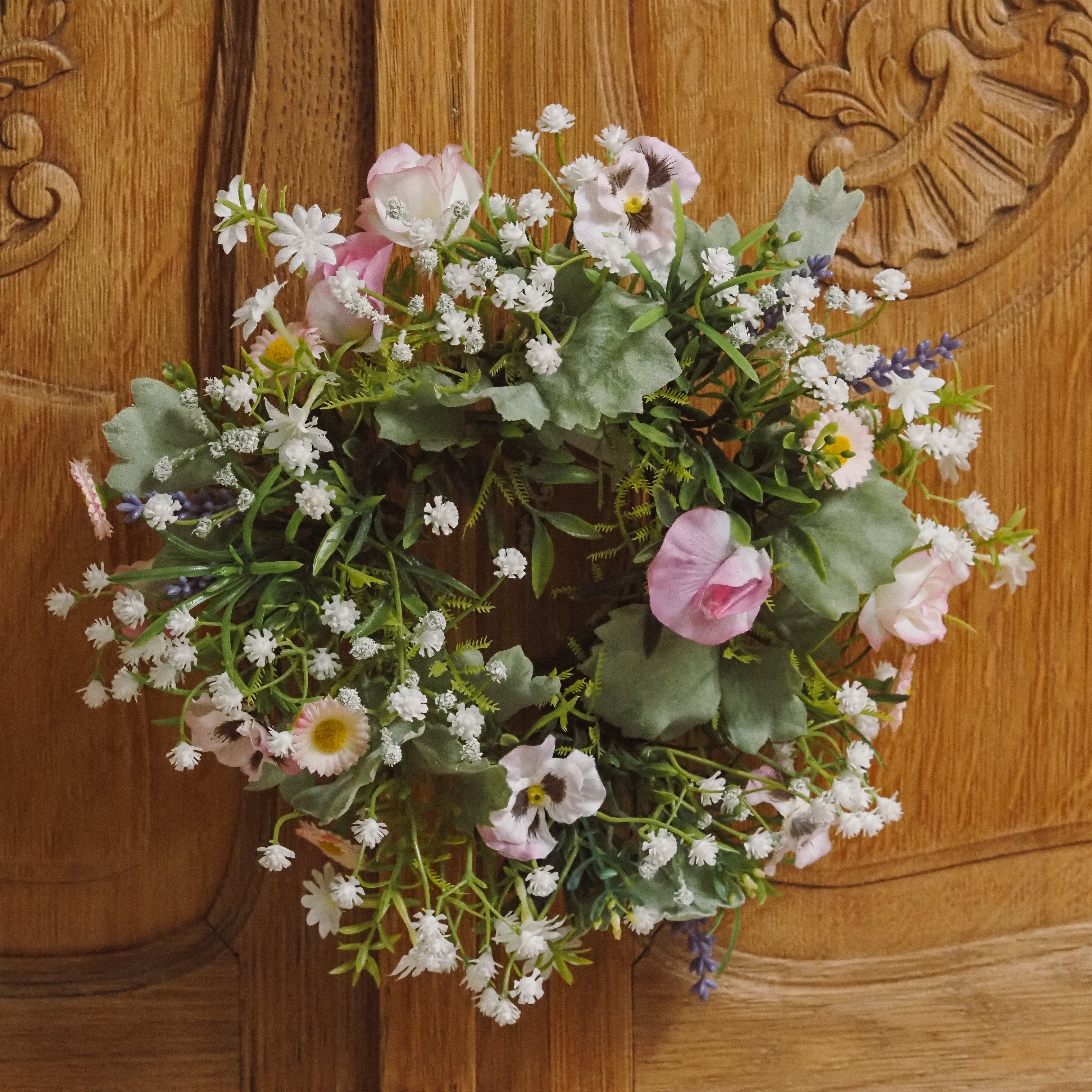 Blütenkranz · Frühlingskranz mit Rosen und Margeriten