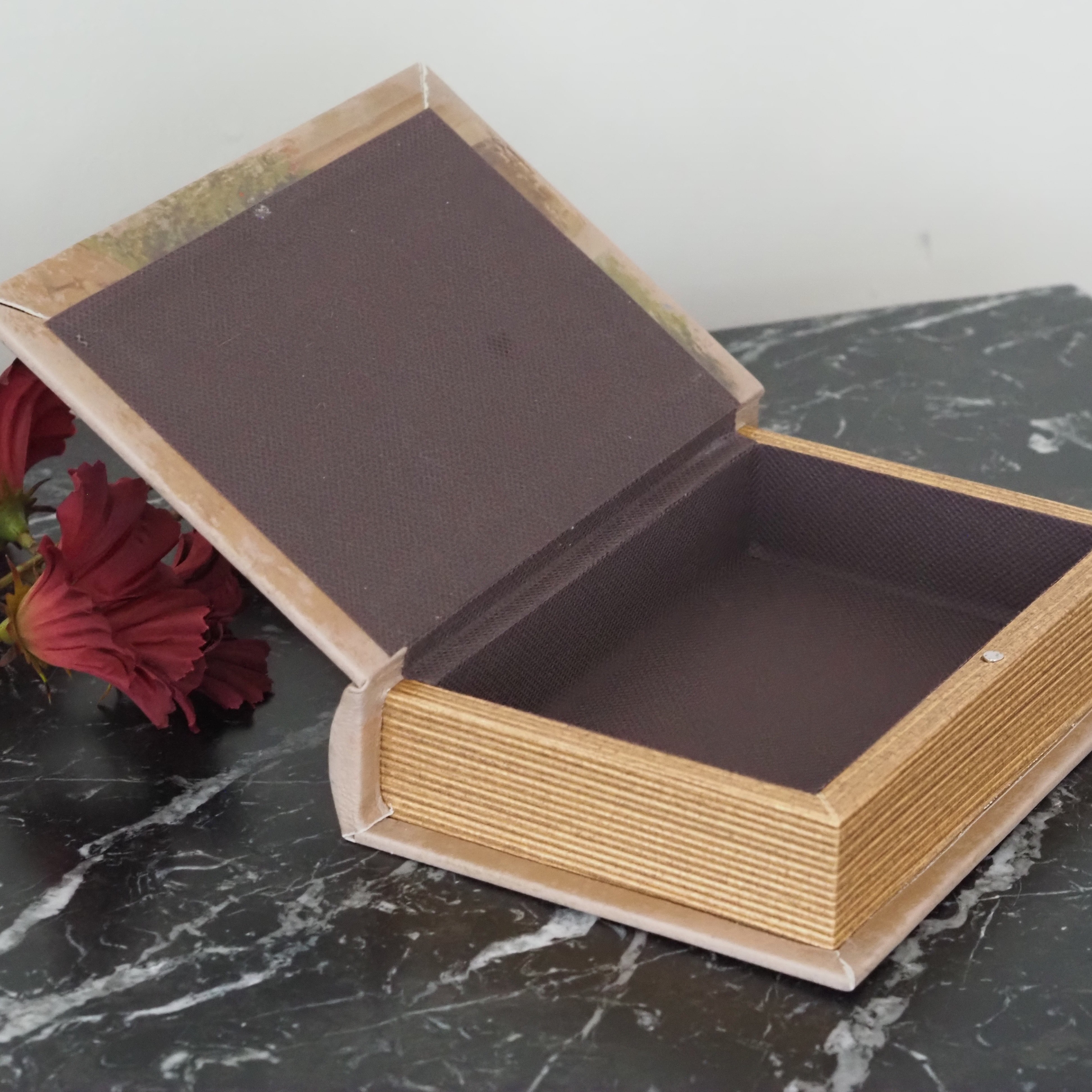 Aufbewahrungsbuch Dame 20 cm braun · dekorative Buchbox mit historischem Motiv