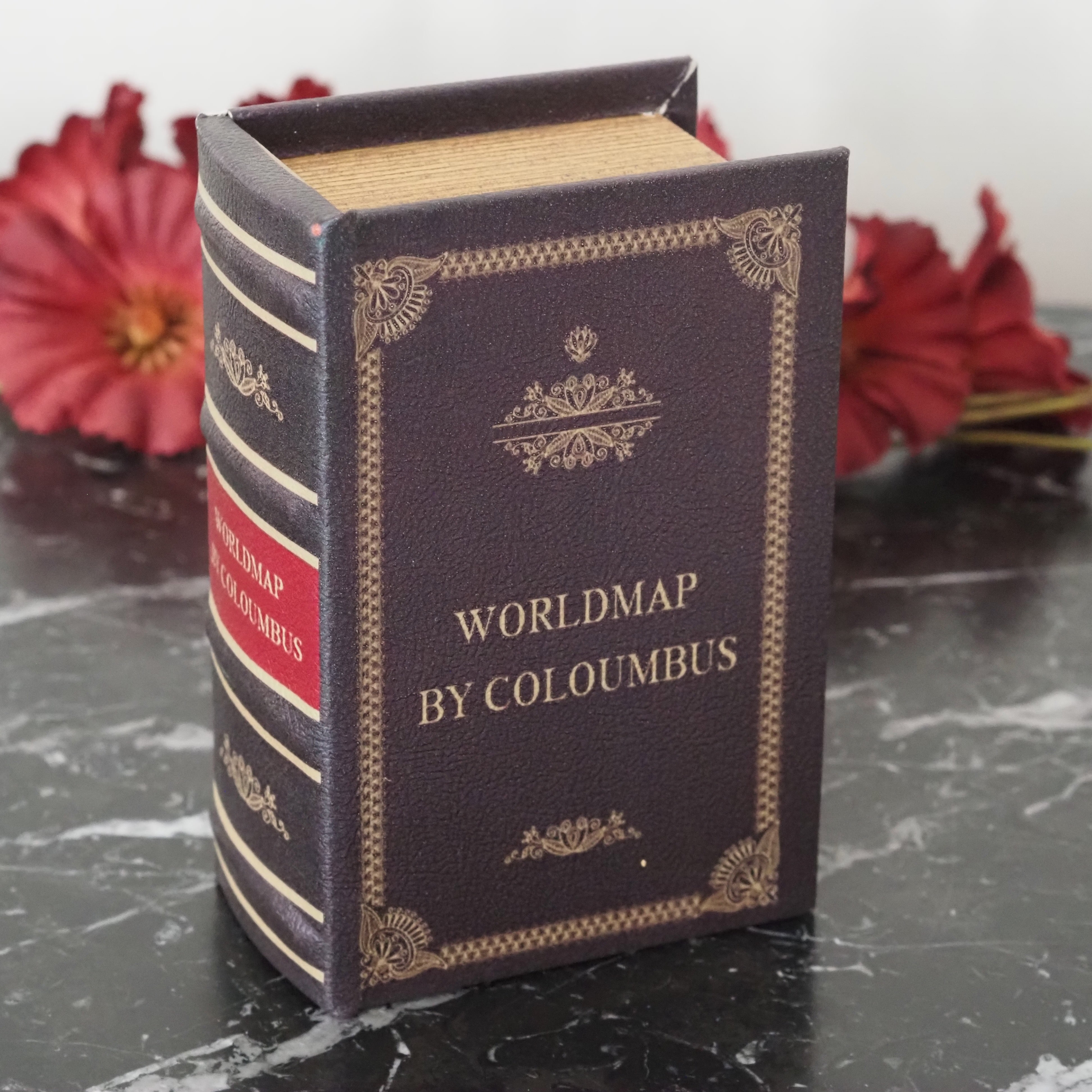 Aufbewahrungsbuch Weltkarte Columbus · Buchbox im historischen Stil