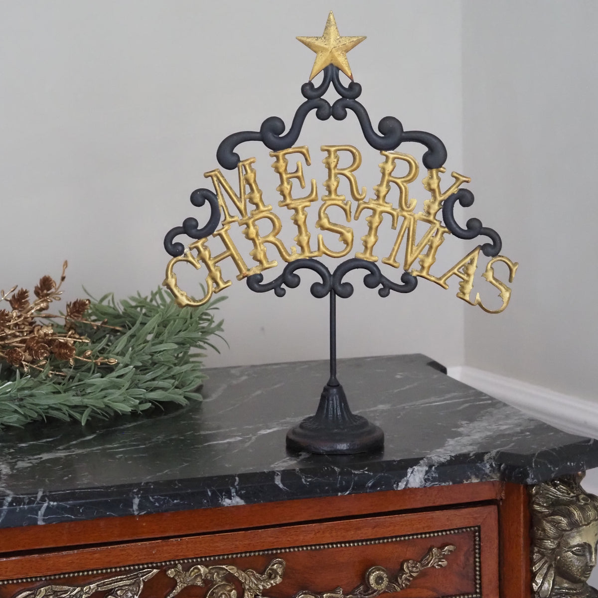 Weihnachtsaufsteller Merry Christmas · Ornamentale Schriftform