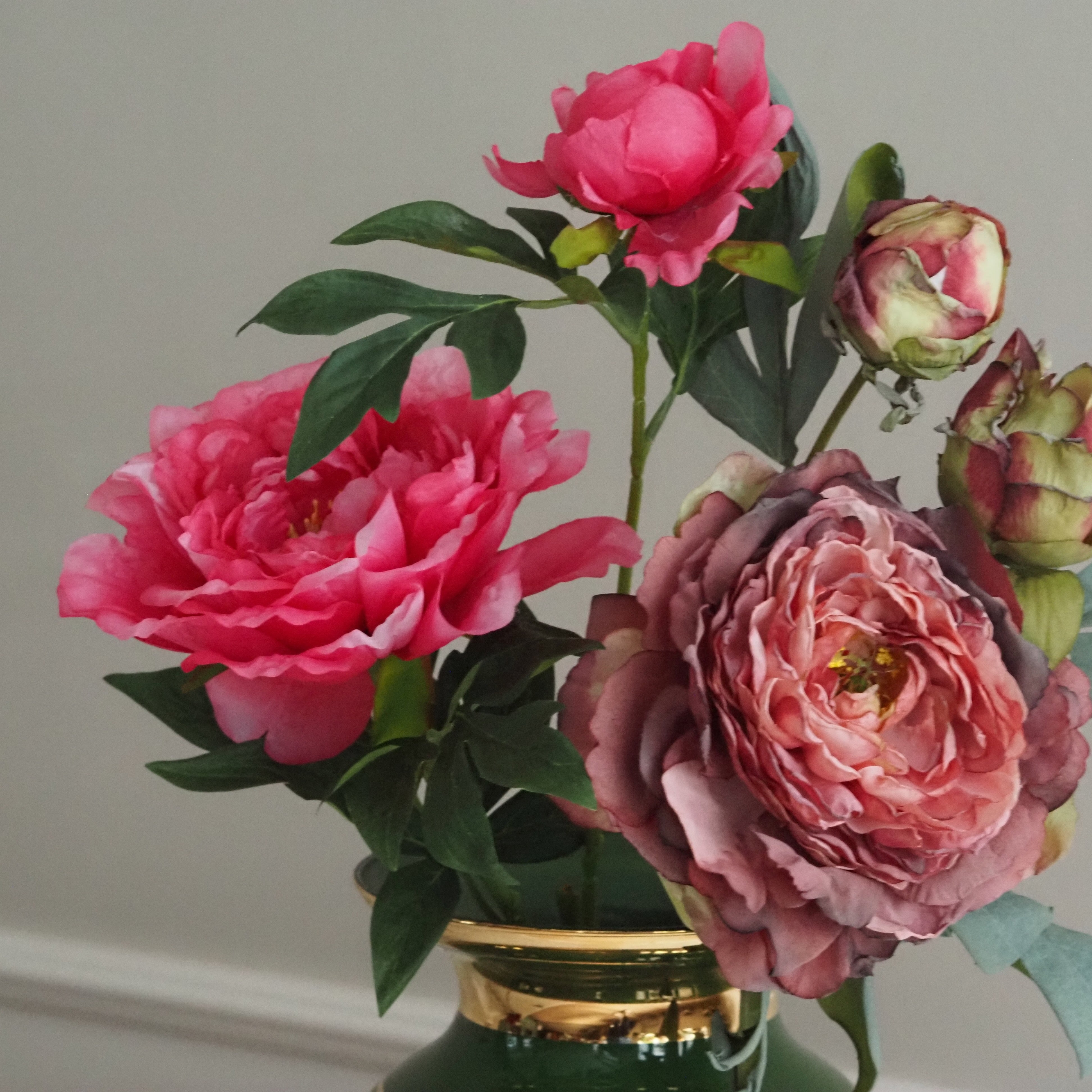 Pfingstrosenzweig · künstliche Pfingstrose im klassischen Gartenstil