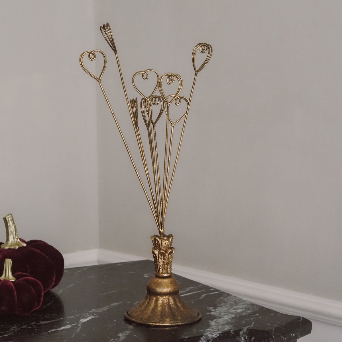 Foto- und Kartenhalter mit Herzen Gold · drehbar