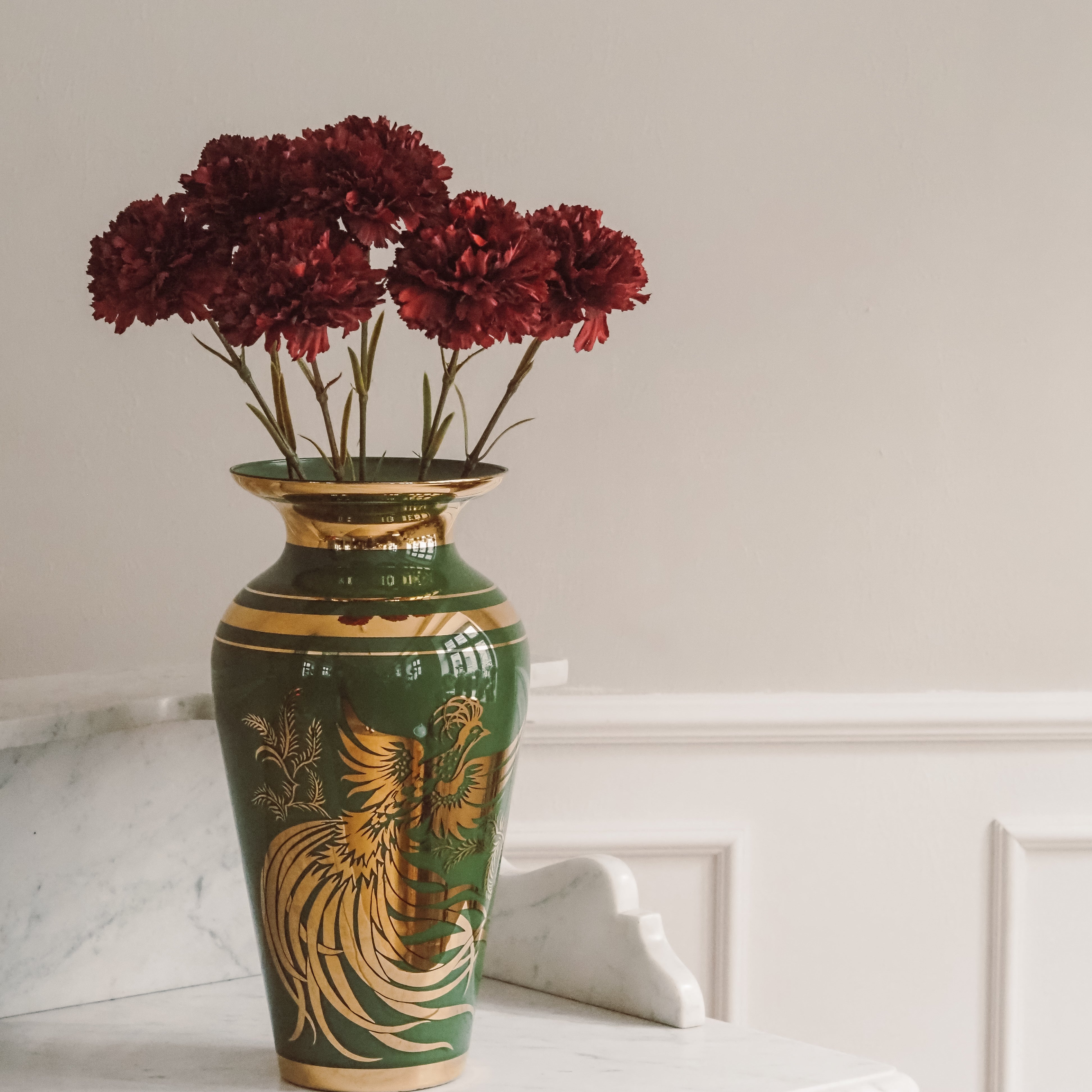 Nelkenzweig · dekorativer Kunstblütenzweig in Bordeauxrot