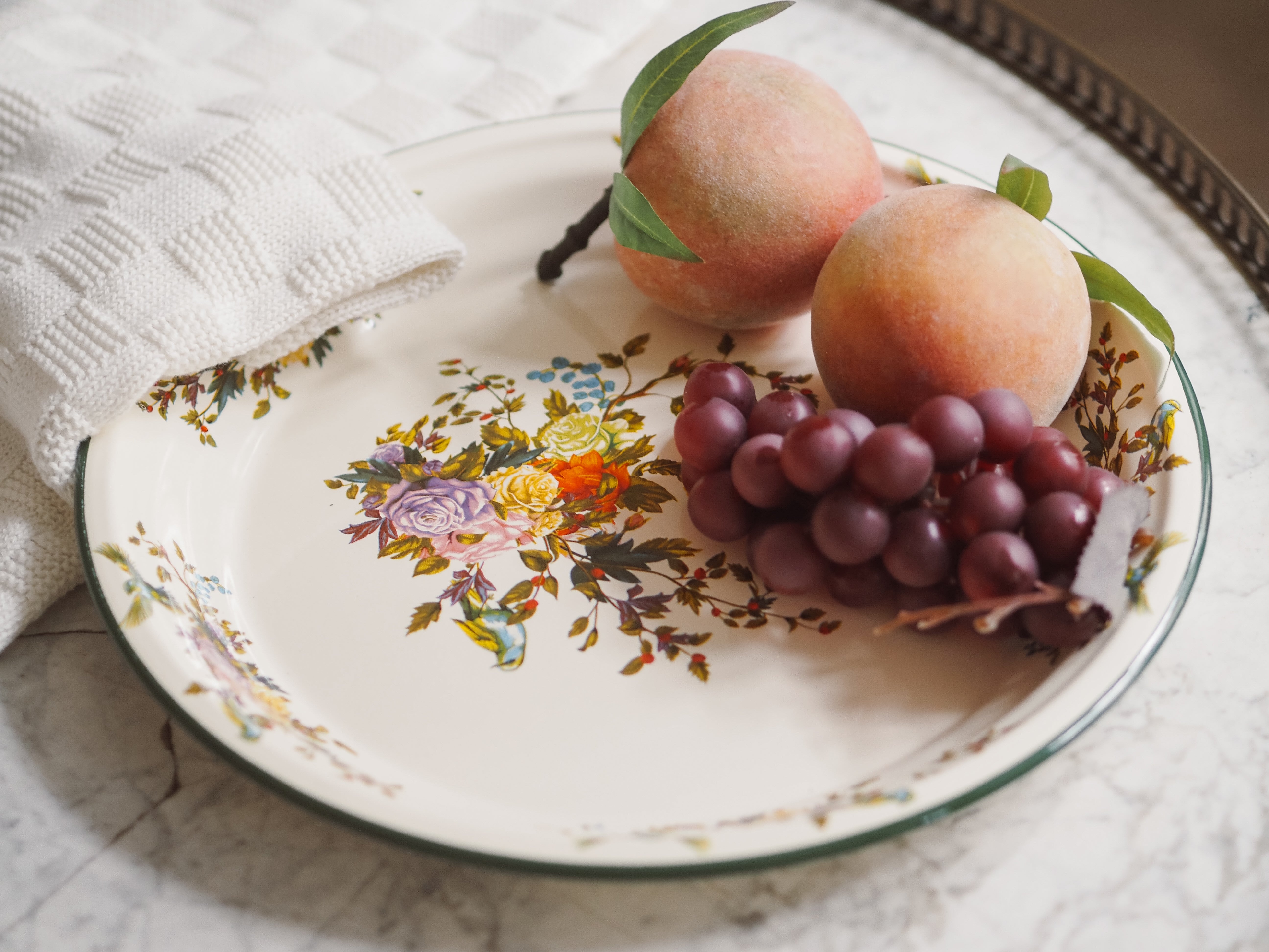Dekoratives Serviertablett · florales Vogelmotiv / klassisch inspiriert