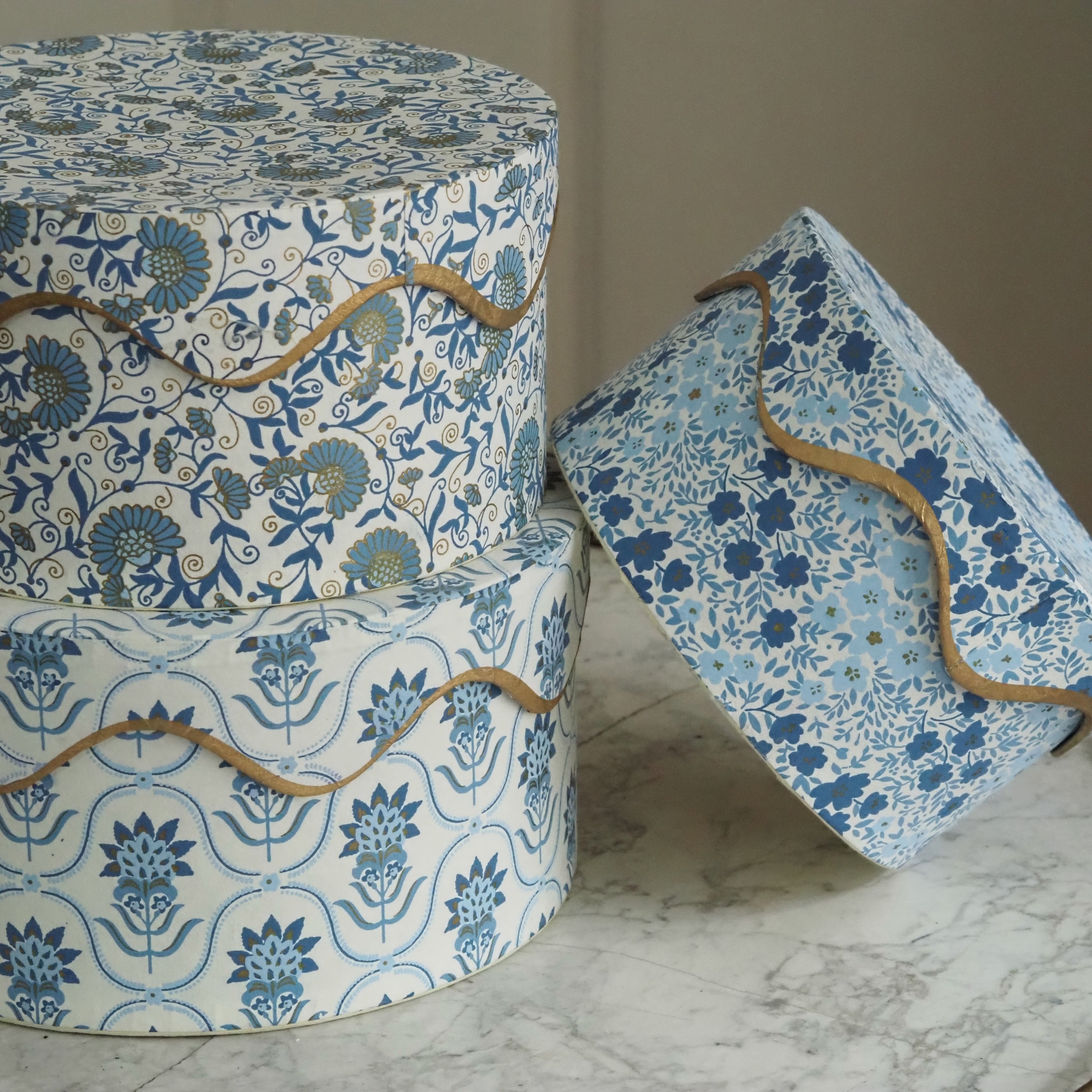 Geschenkboxen rund · florales Ornamentmuster / Aufbewahrungsboxen Set