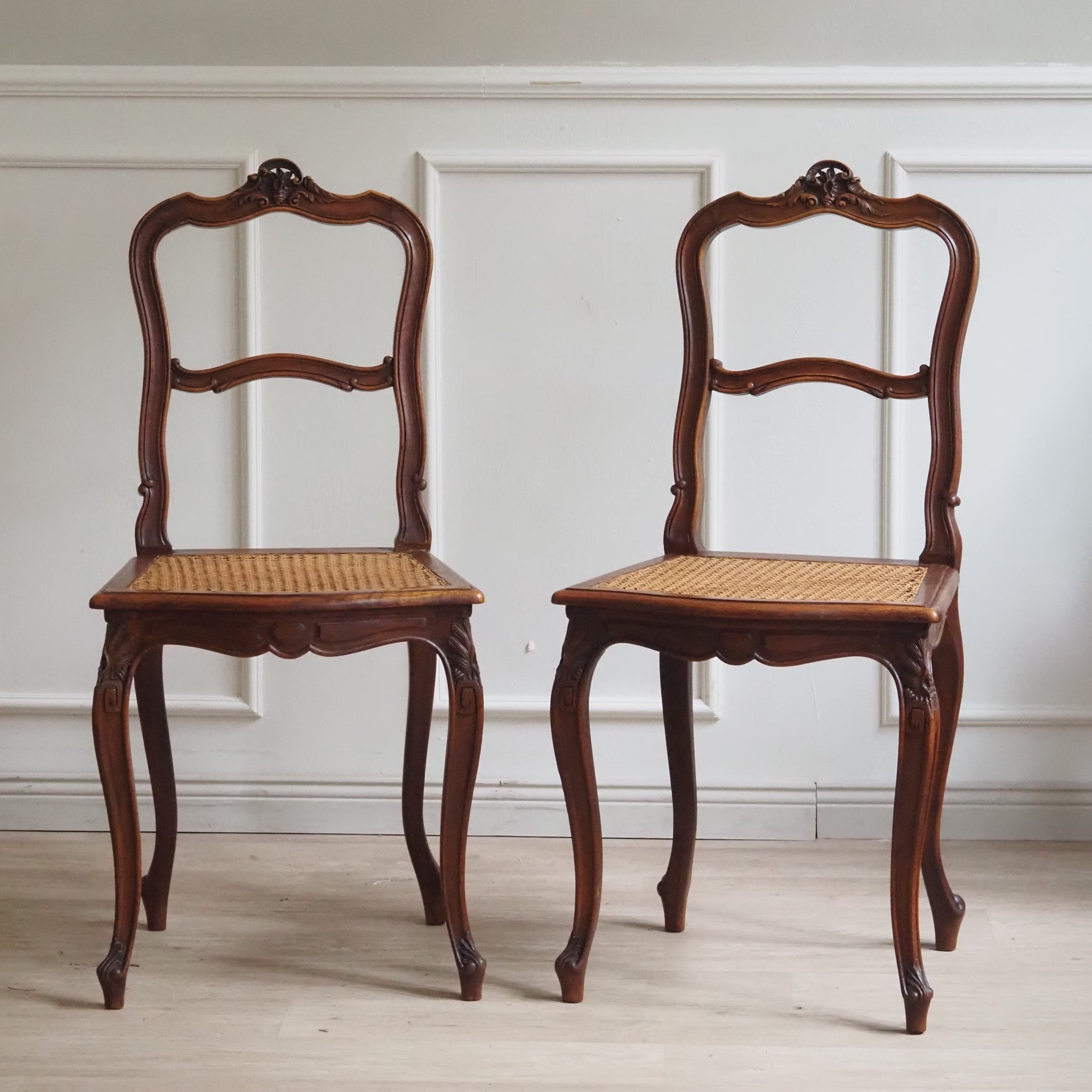 Französische Rokoko Stühle mit Wiener Geflecht, um 1900, Stuhl SET