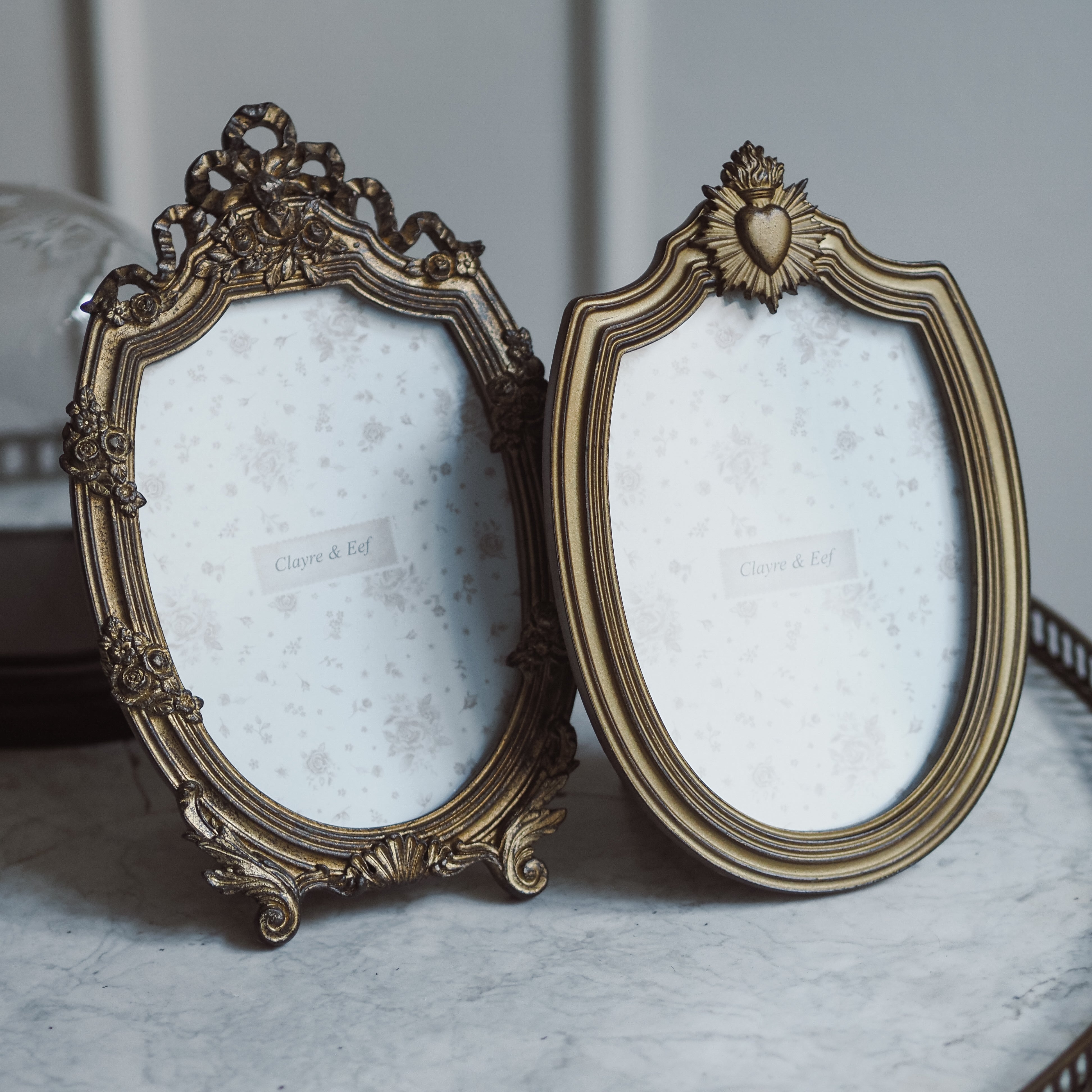 Bilderrahmen Gold · historisch inspiriert / Herzmotiv / Antik Stil / Fotorahmen