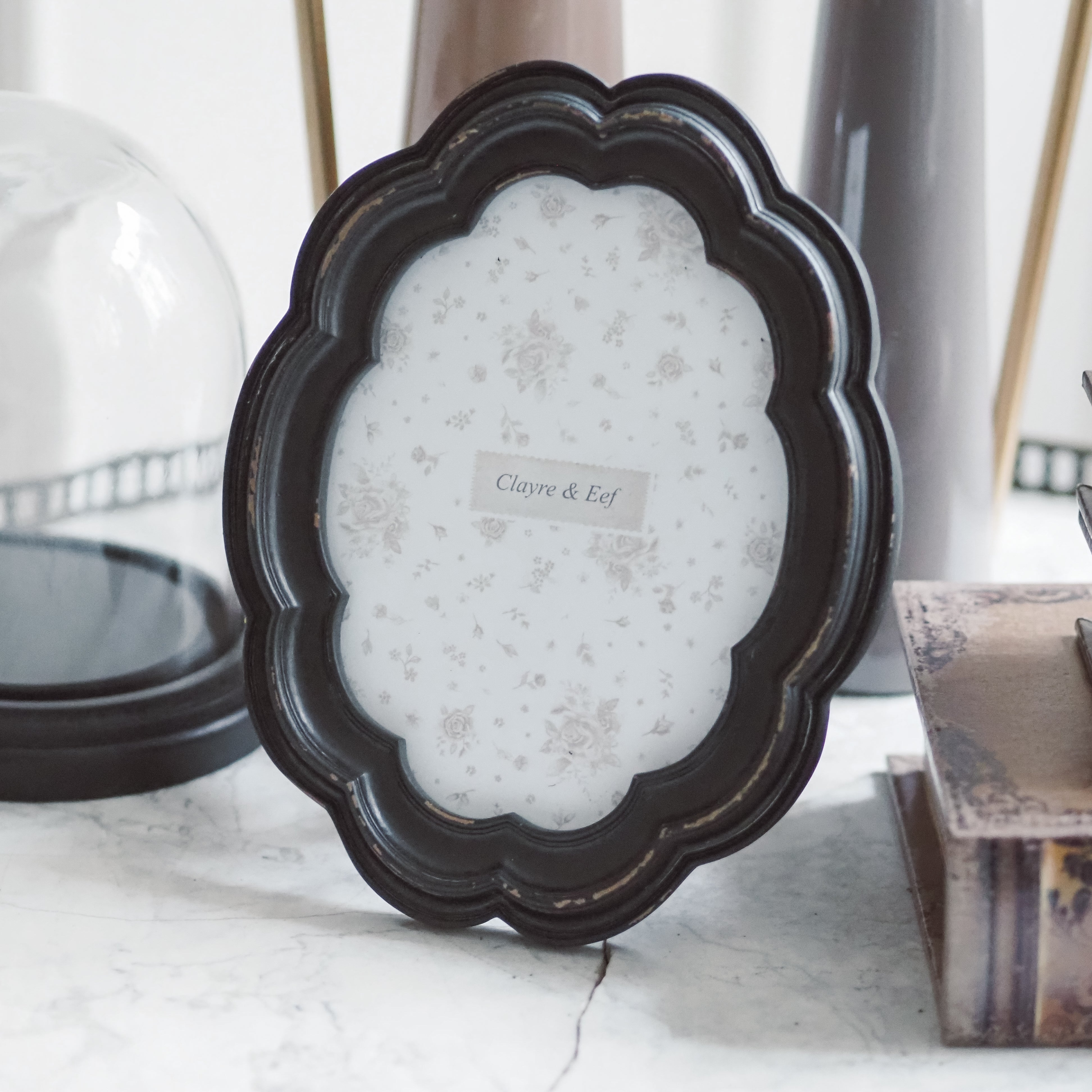 Bilderrahmen oval · historistische Replik / Tisch- oder Wandrahmen schwarz