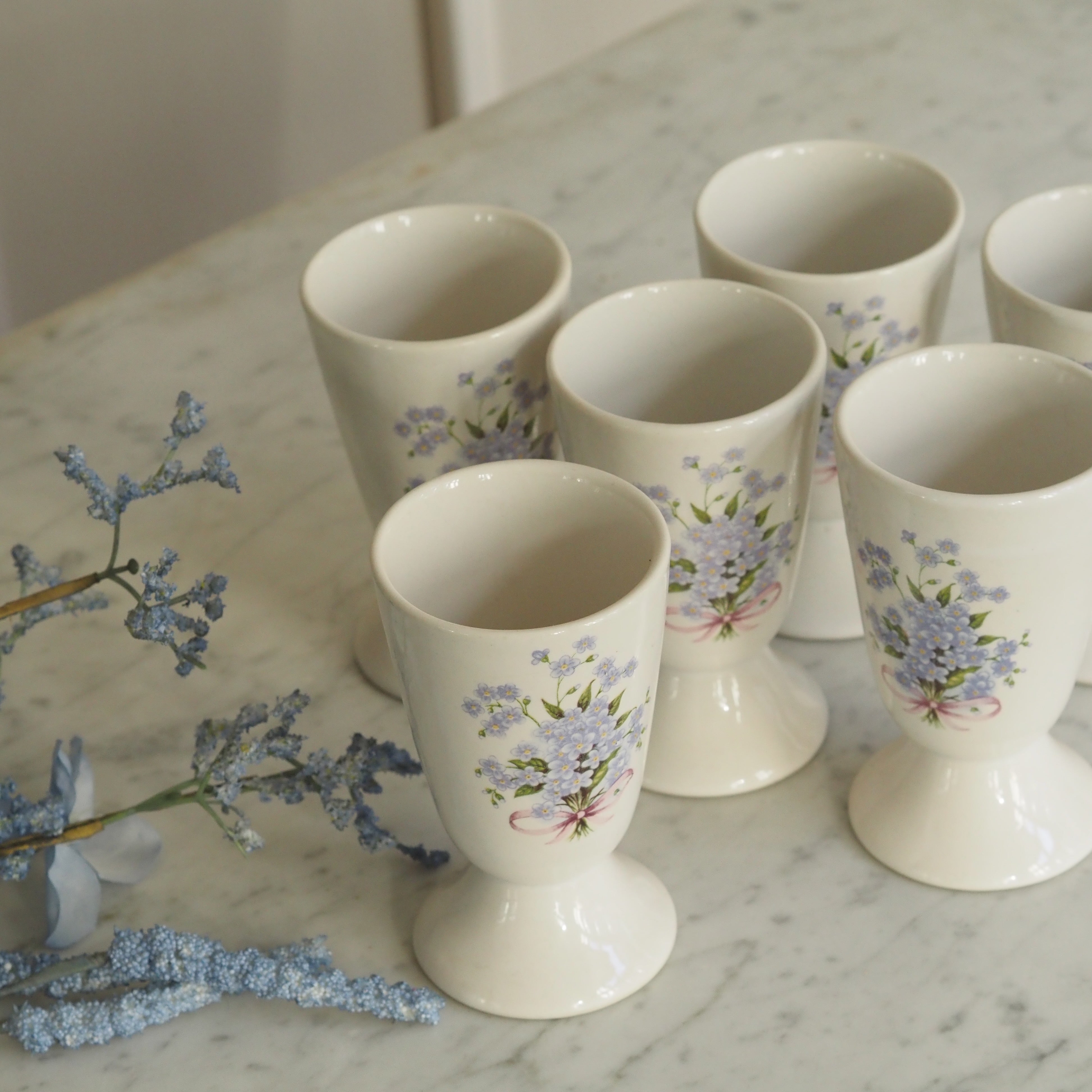 Kelch Set · Vergissmeinnicht-Dekor / Porzellan Vintage