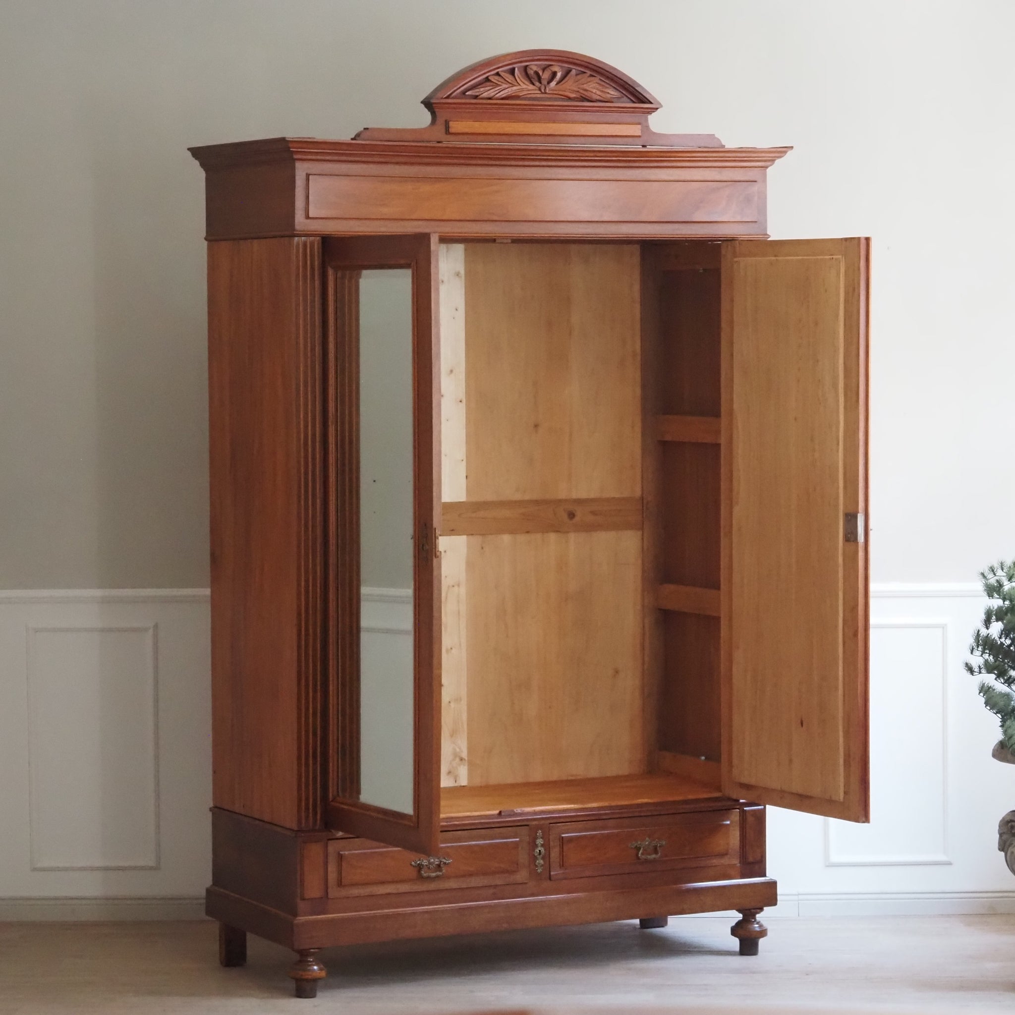 Antiker Mahagoni Kleiderschrank mit Spiegel um 1890 - 2-türiger Gründerzeit Schrank