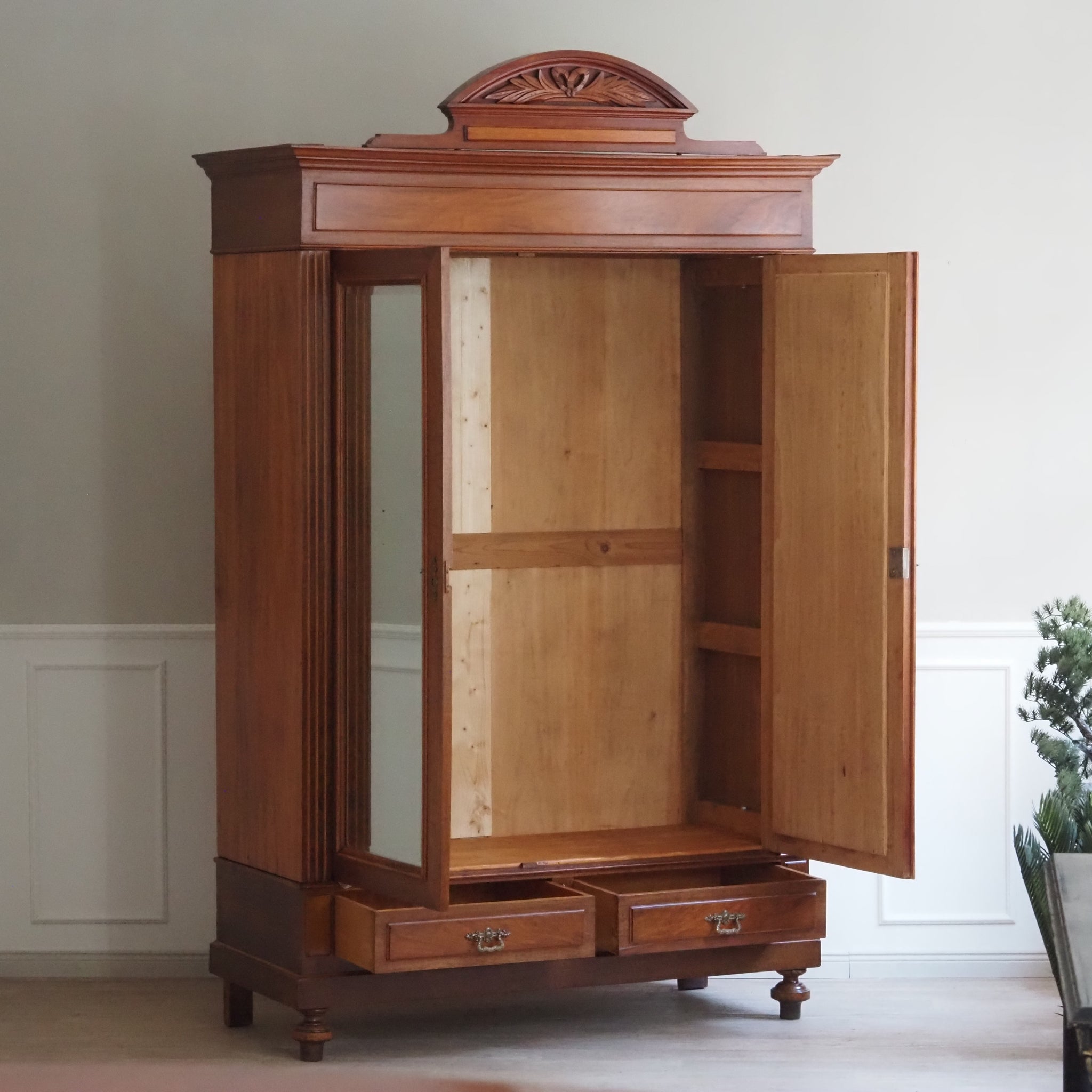 Antiker Mahagoni Kleiderschrank mit Spiegel um 1890 - 2-türiger Gründerzeit Schrank