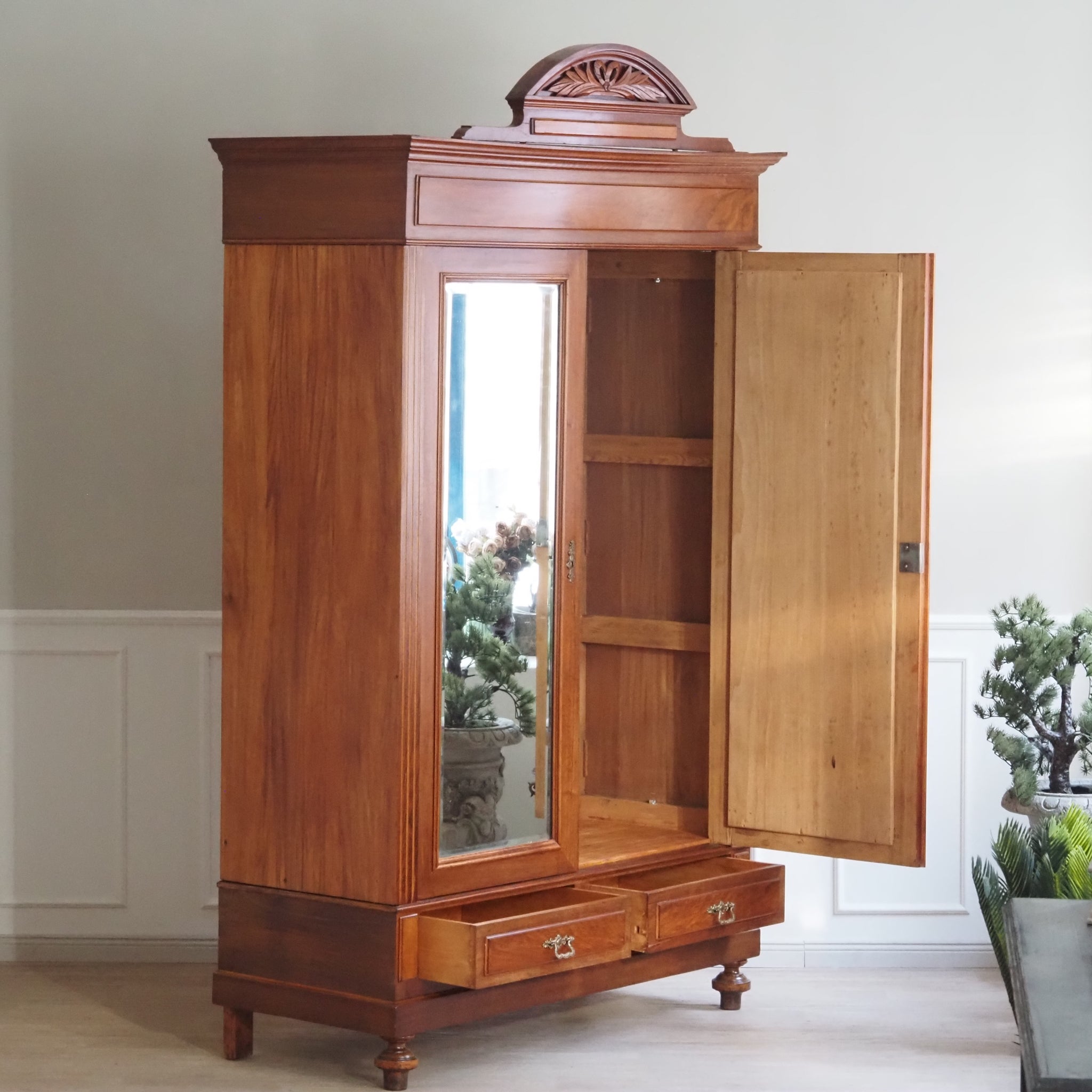 Antiker Mahagoni Kleiderschrank mit Spiegel um 1890 - 2-türiger Gründerzeit Schrank