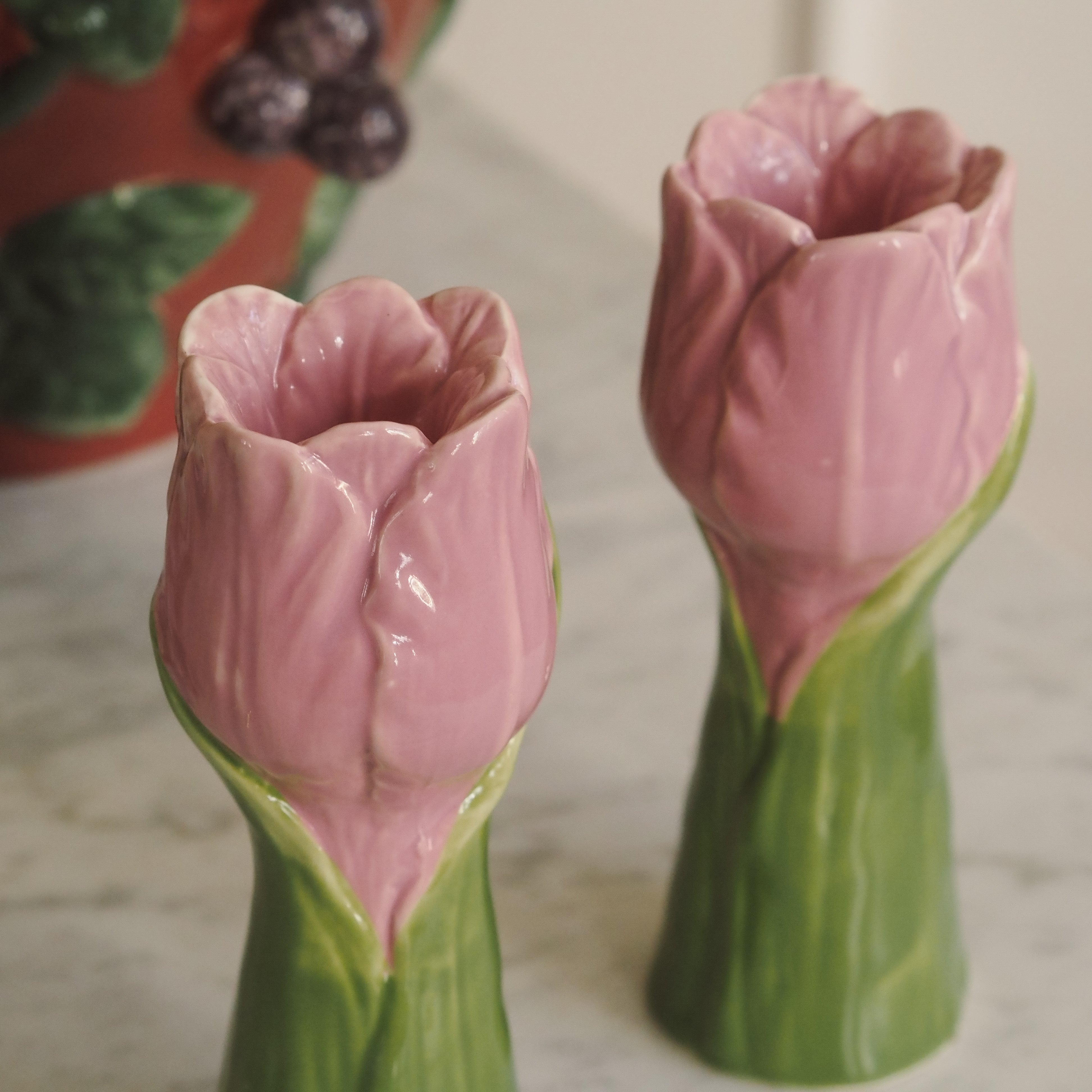 Kerzenhalter Set · Tulpenform / florales Keramikobjekt