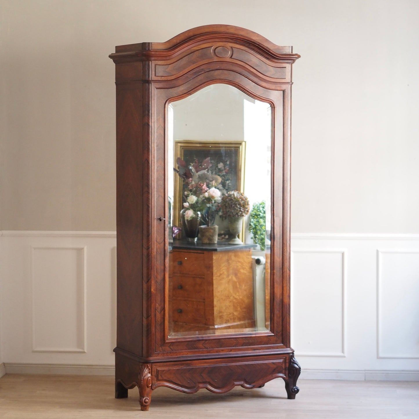 EPOCHE 1890 - Antiker Spiegelschrank aus edlem Palisander, Louis Philippe Kleiderschrank