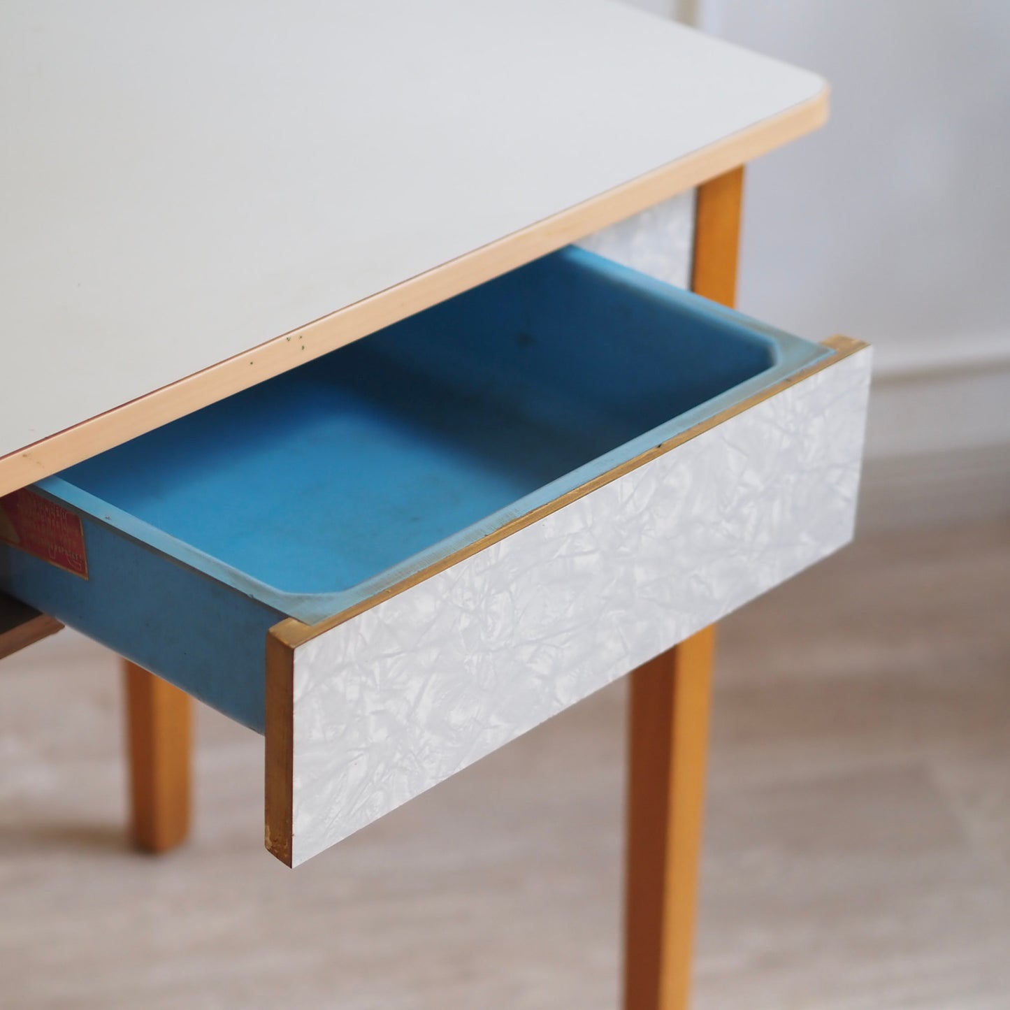 EPOCHE 1960 - Mid Century PVC Küchentisch Schreibtisch mit Schublade