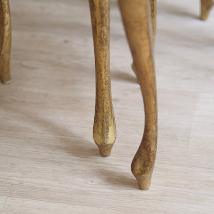 Handbemalte Italienische Vintage Satztische Florentiner Stil, Beistelltisch Set Gold