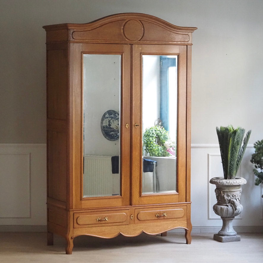 Spiegelschrank Frankreich um 1900 mit Schubladen - Antiker Kleiderschrank Jugendstil