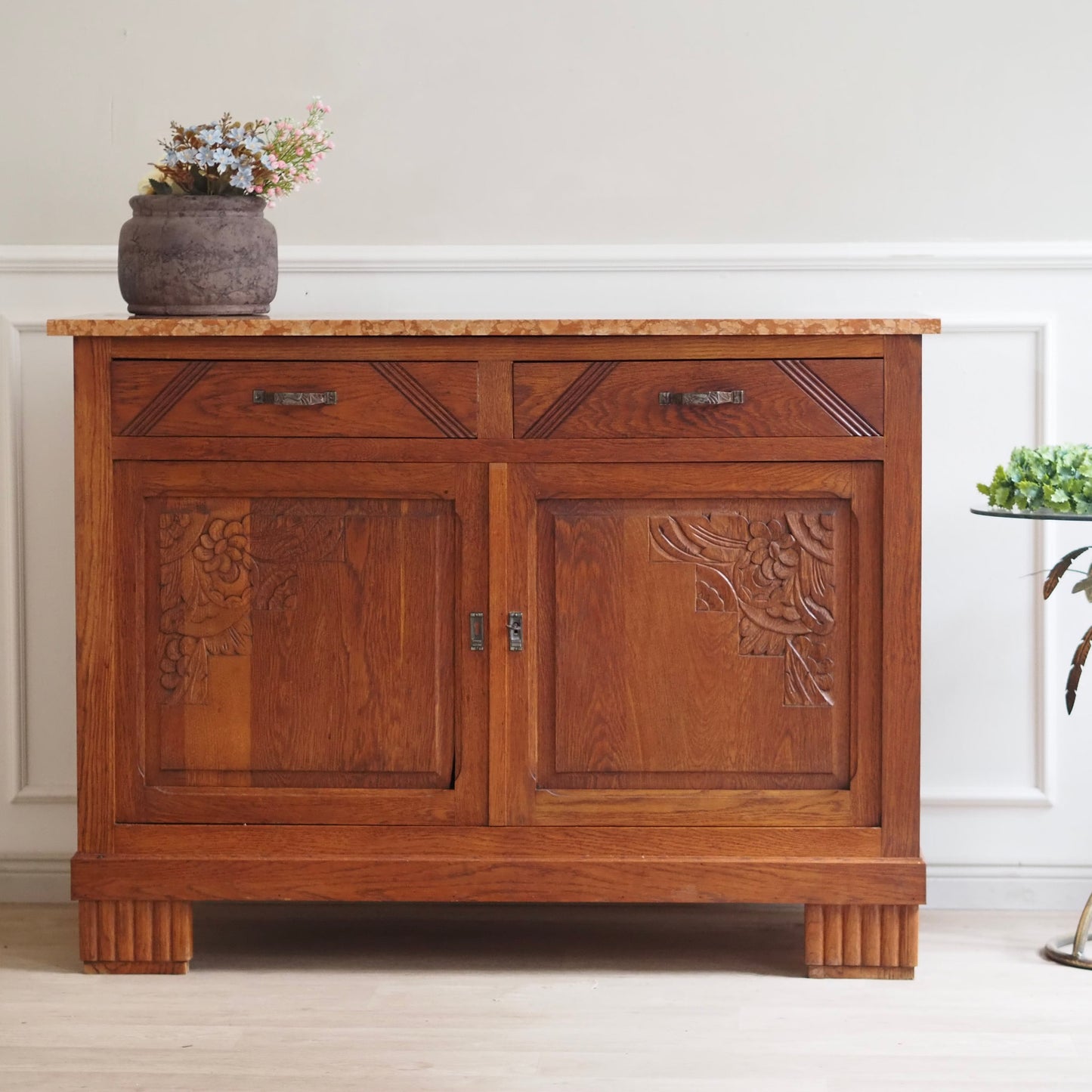 EPOCHE 1920 - Französische Art Déco Kommode, Anrichte mit Marmor