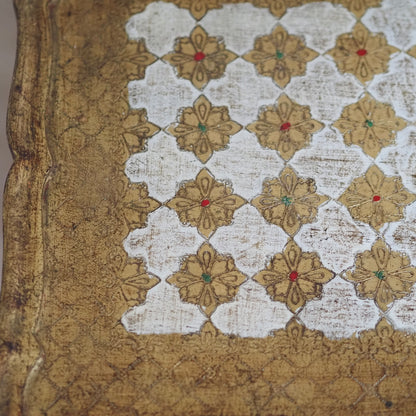 Handbemalte Italienische Vintage Satztische Florentiner Stil, Beistelltisch Set Gold