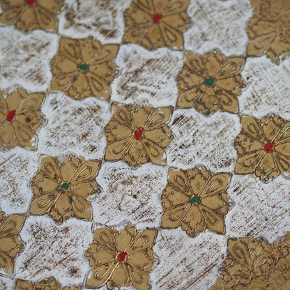 Handbemalte Italienische Vintage Satztische Florentiner Stil, Beistelltisch Set Gold