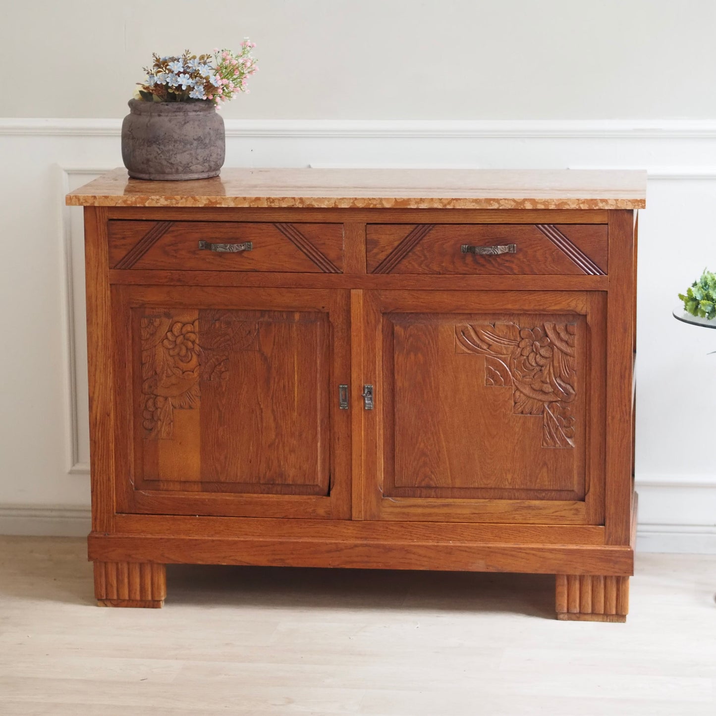 EPOCHE 1920 - Französische Art Déco Kommode, Anrichte mit Marmor