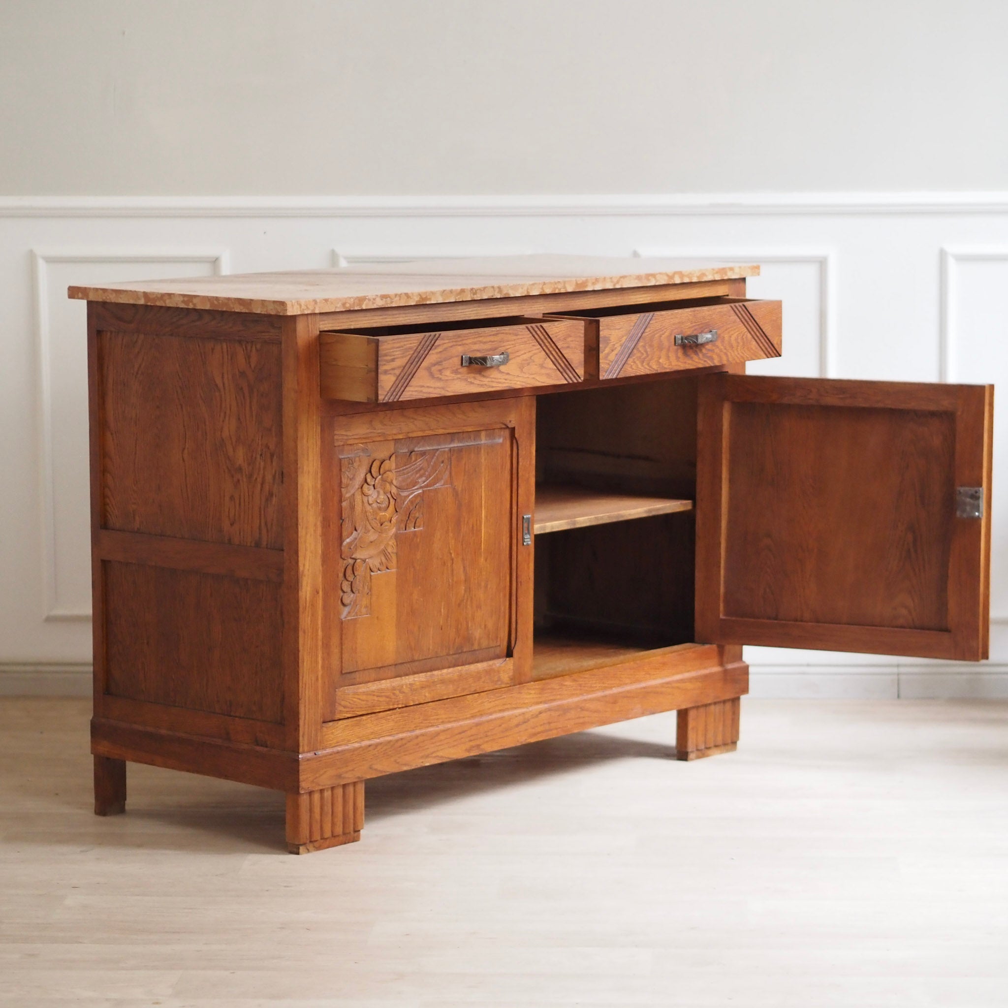 EPOCHE 1920 - Französische Art Déco Kommode, Anrichte mit Marmor