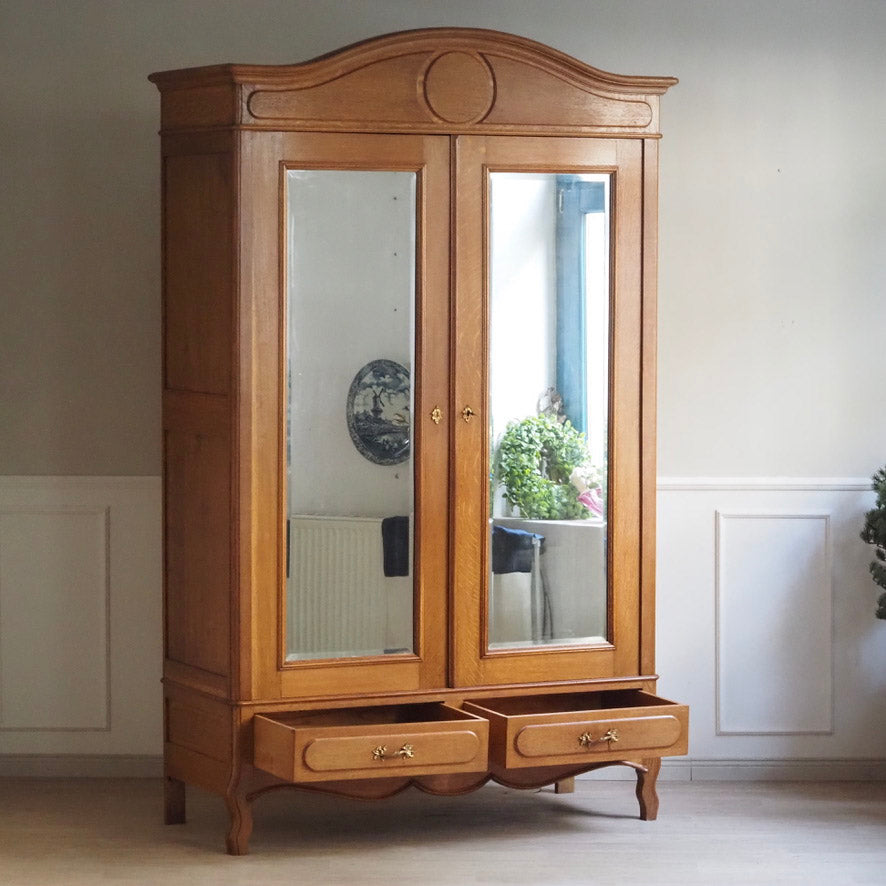Spiegelschrank Frankreich um 1900 mit Schubladen - Antiker Kleiderschrank Jugendstil