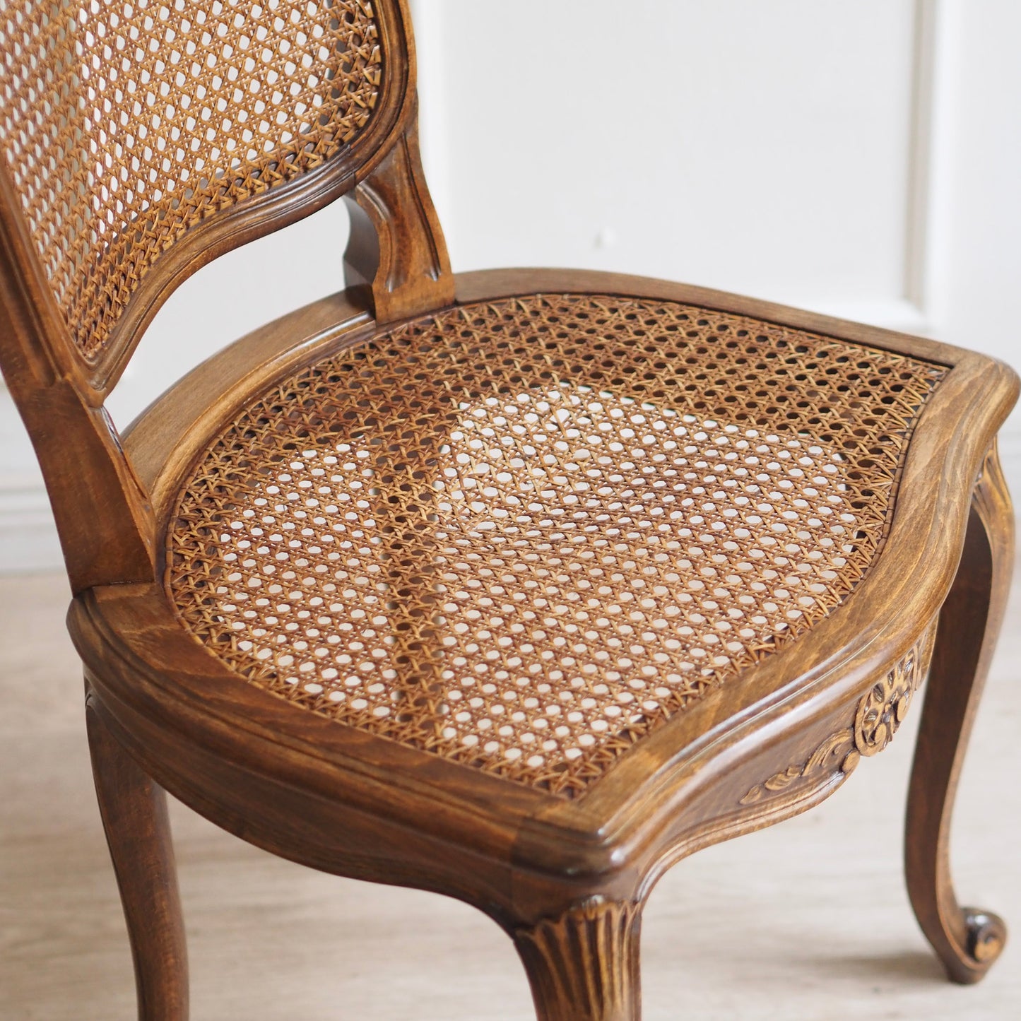 EPOCHE 1920 - 4 Louis XV Stühle mit Wiener Geflecht, Stuhl Set Esszimmer