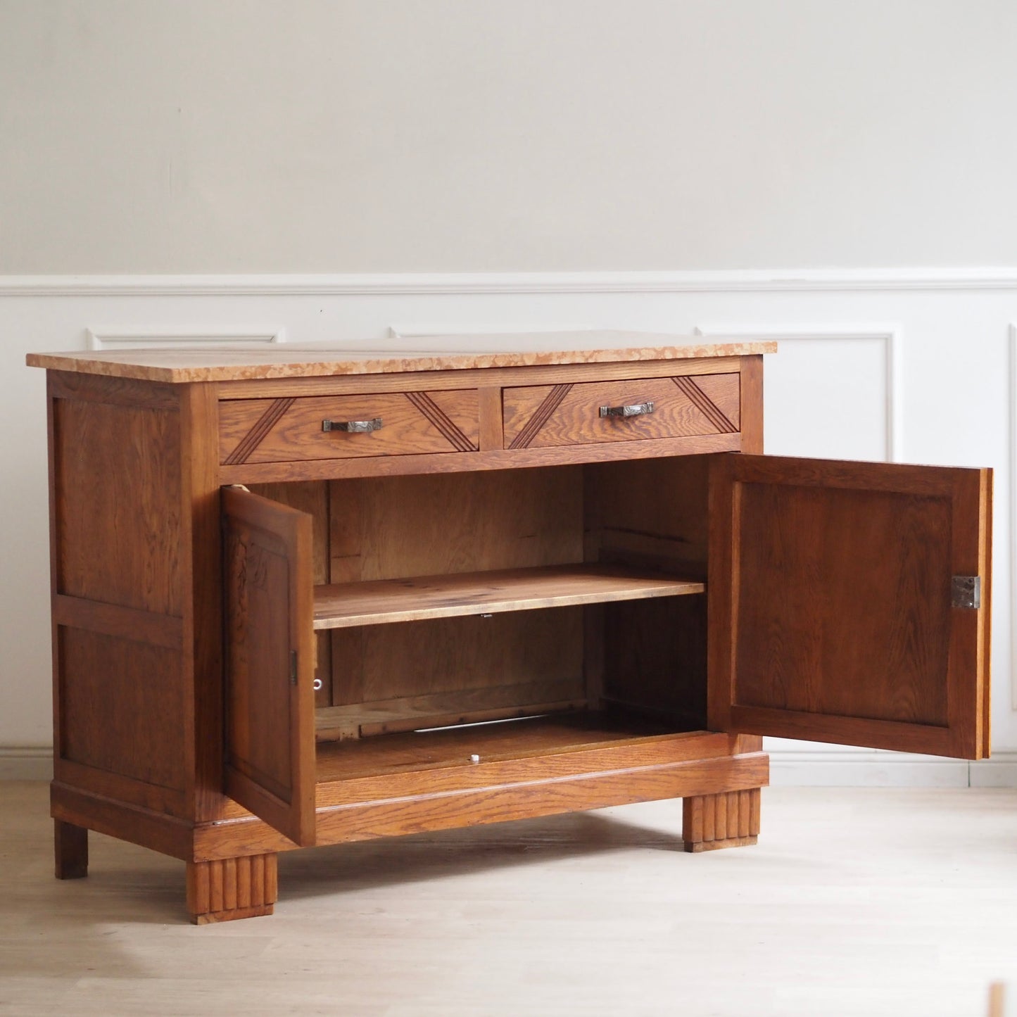 EPOCHE 1920 - Französische Art Déco Kommode, Anrichte mit Marmor