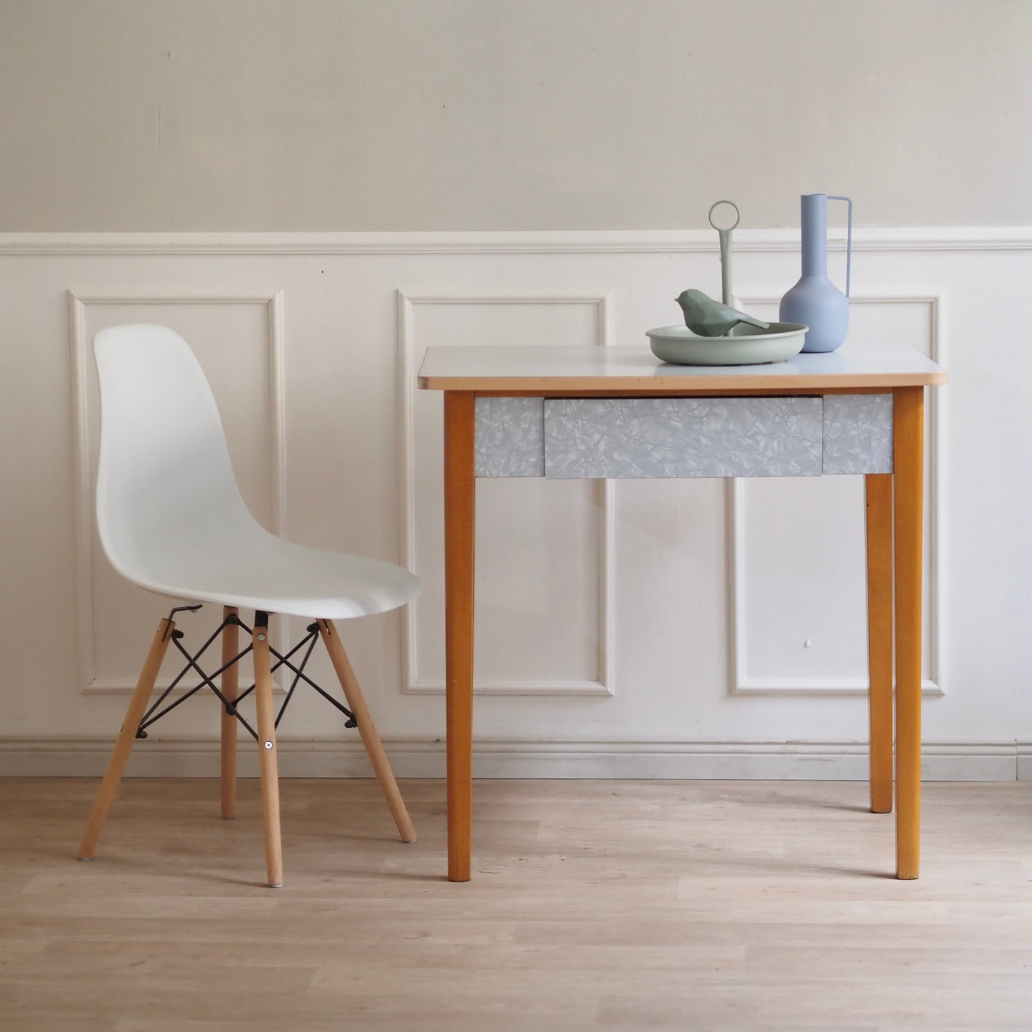 EPOCHE 1960 - Mid Century PVC Küchentisch Schreibtisch mit Schublade